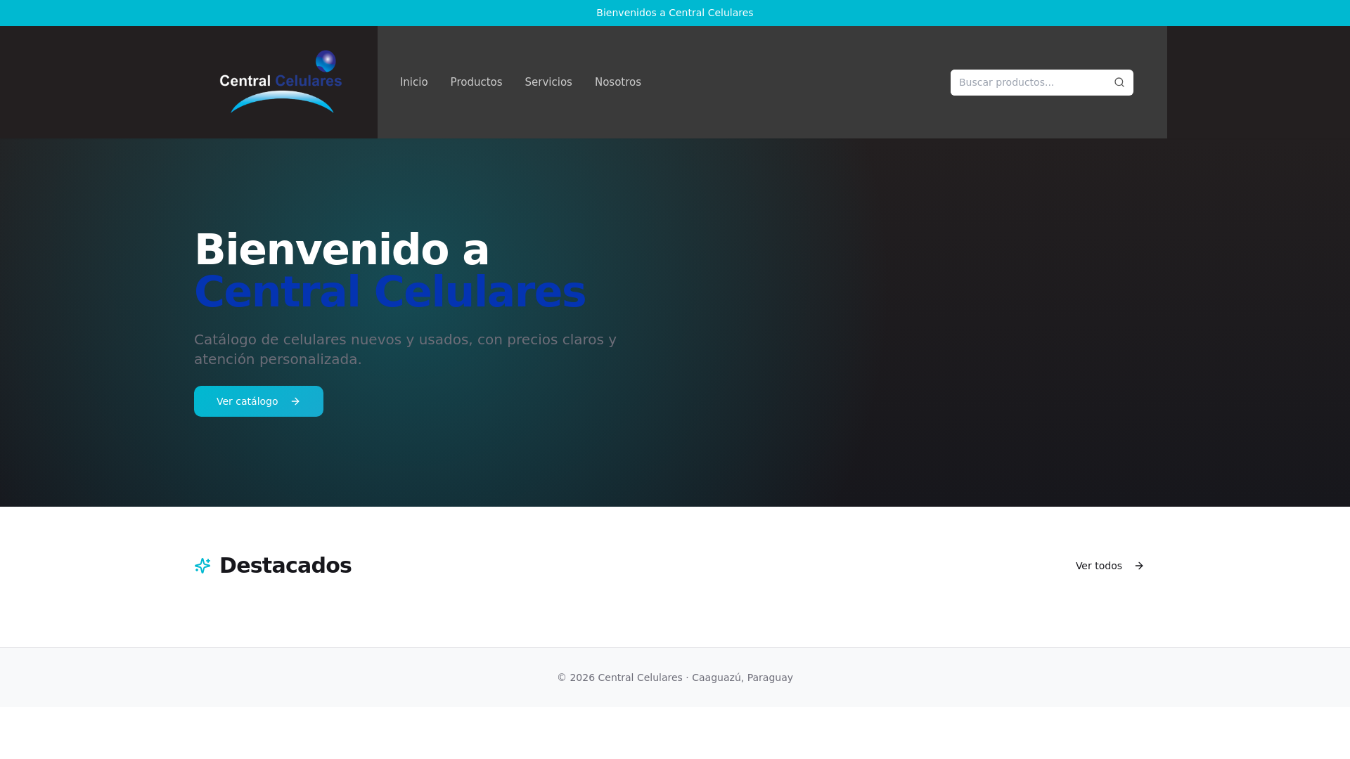 website screenshot of https://centralcelulares.com.py