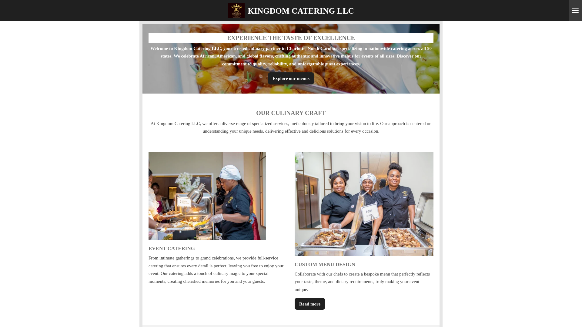 website screenshot of https://kingdomcateringllc.com