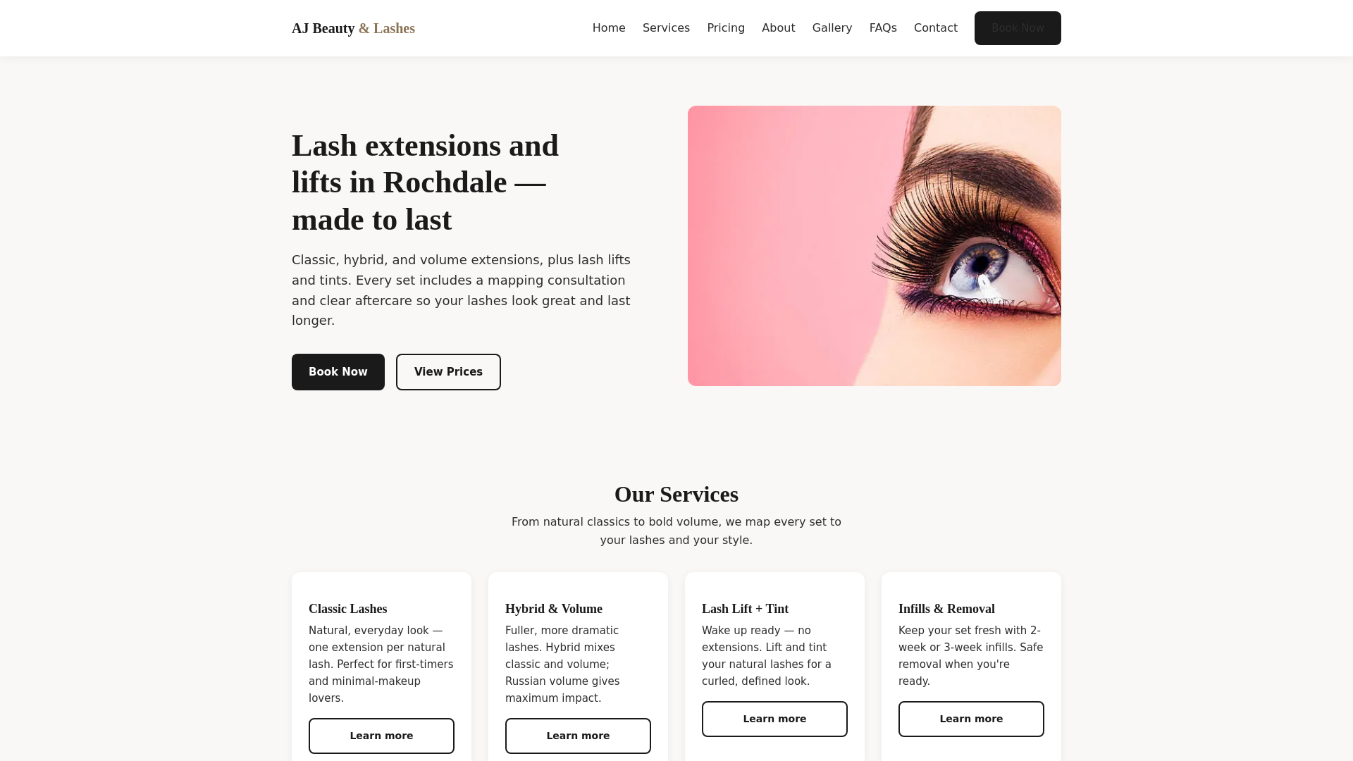 website screenshot of https://ajbeuty.co.uk