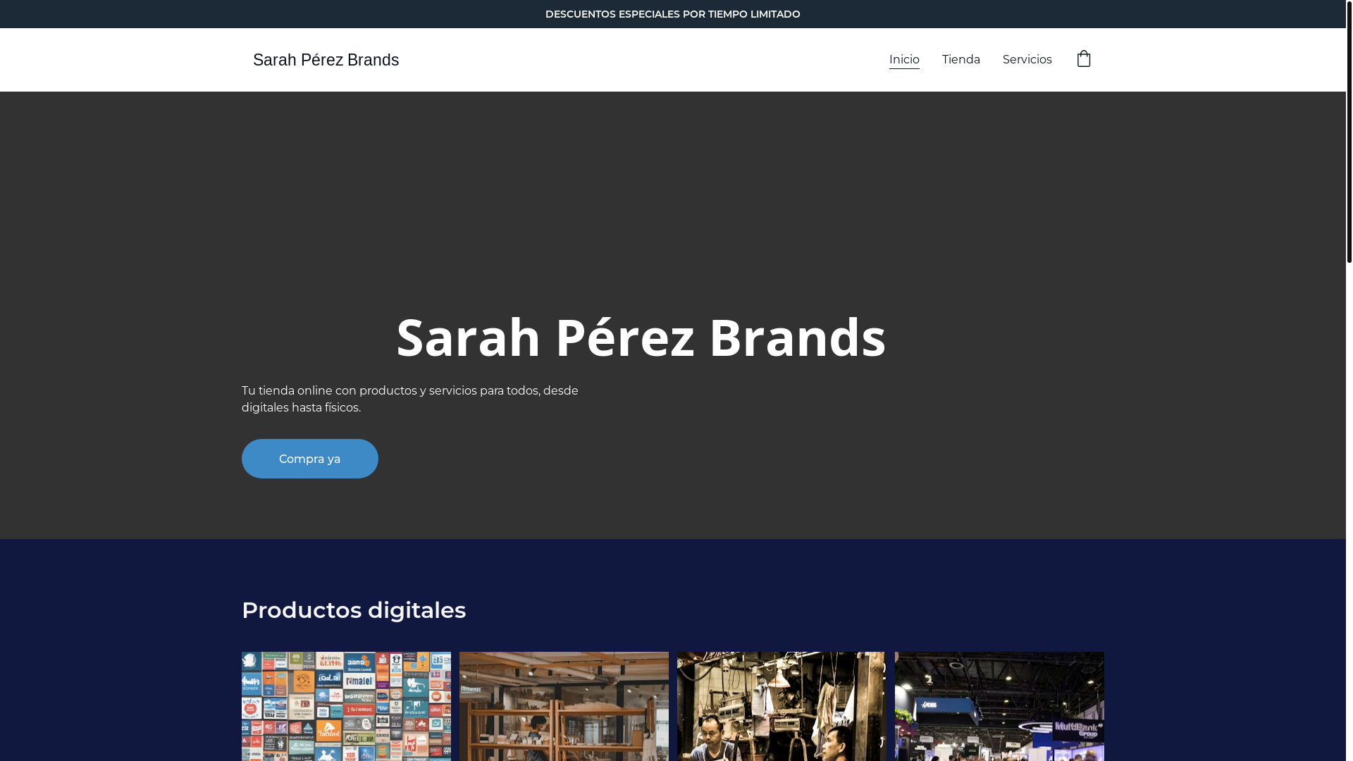 website screenshot of https://sarahperezbrands.com/