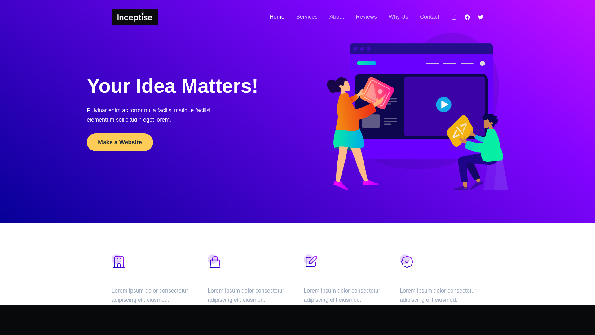 website screenshot of https://inceptise.com/