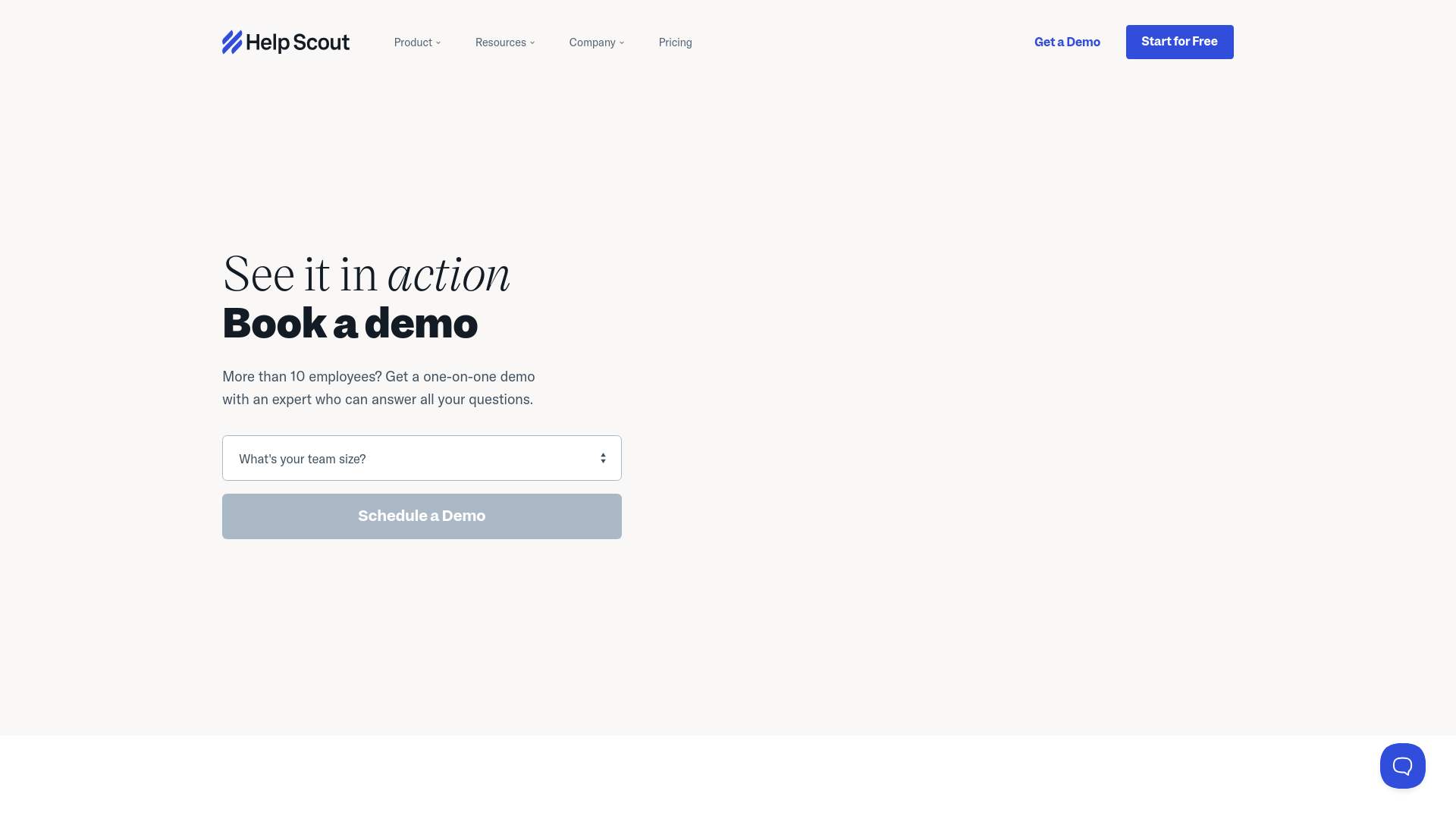 website screenshot of https://helpscoutstart.com/