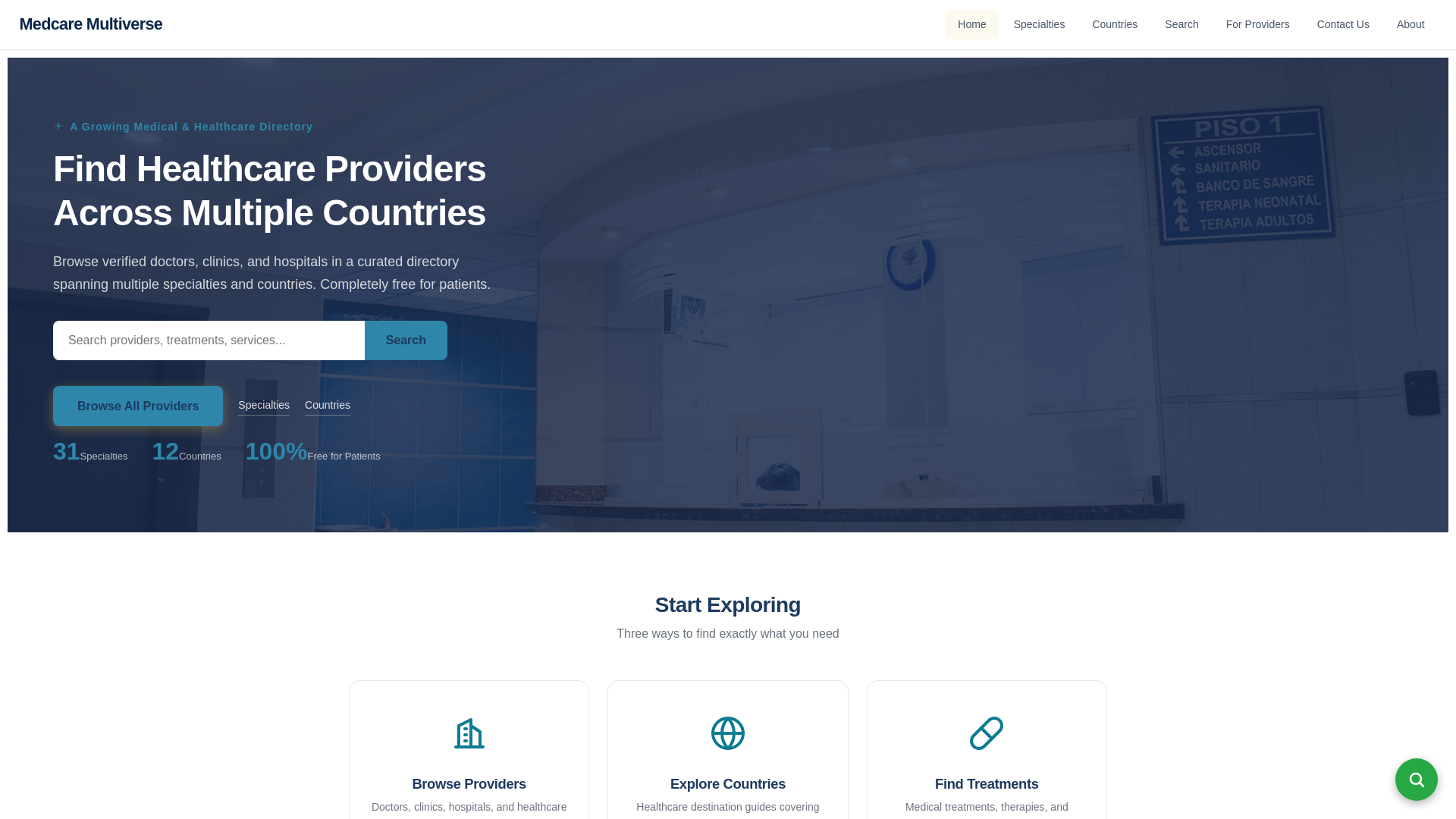 website screenshot of https://medcaremultiverse.com/