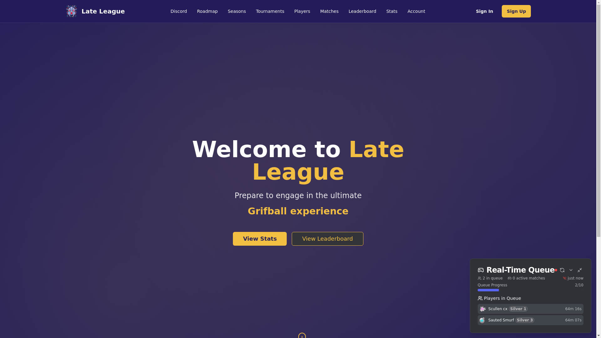 website screenshot of https://lateleague.com/
