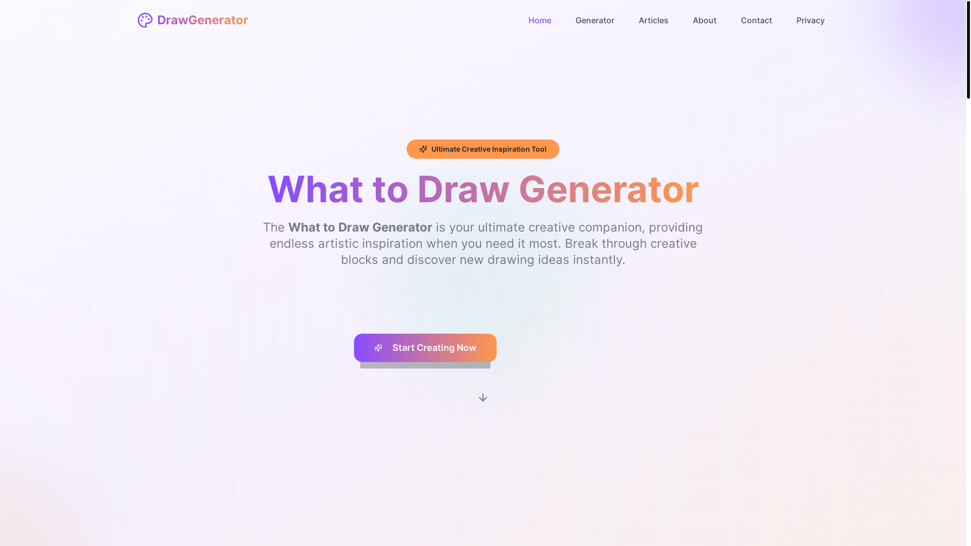 website screenshot of https://whattodrawgenerator.pages.dev/