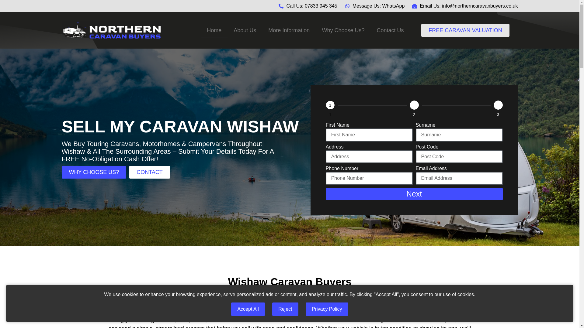 website screenshot of https://sellmycaravanwishaw.co.uk/