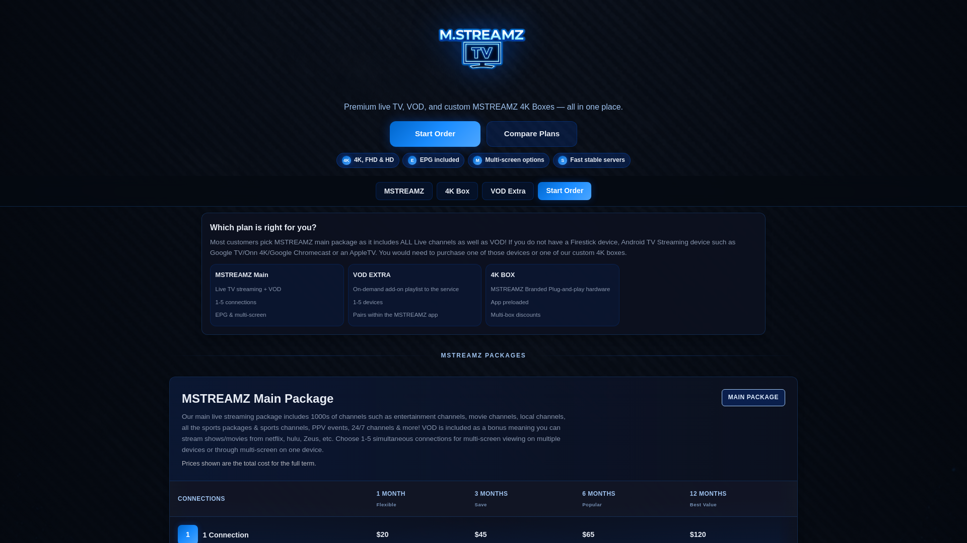 website screenshot of https://mstreamz.com/