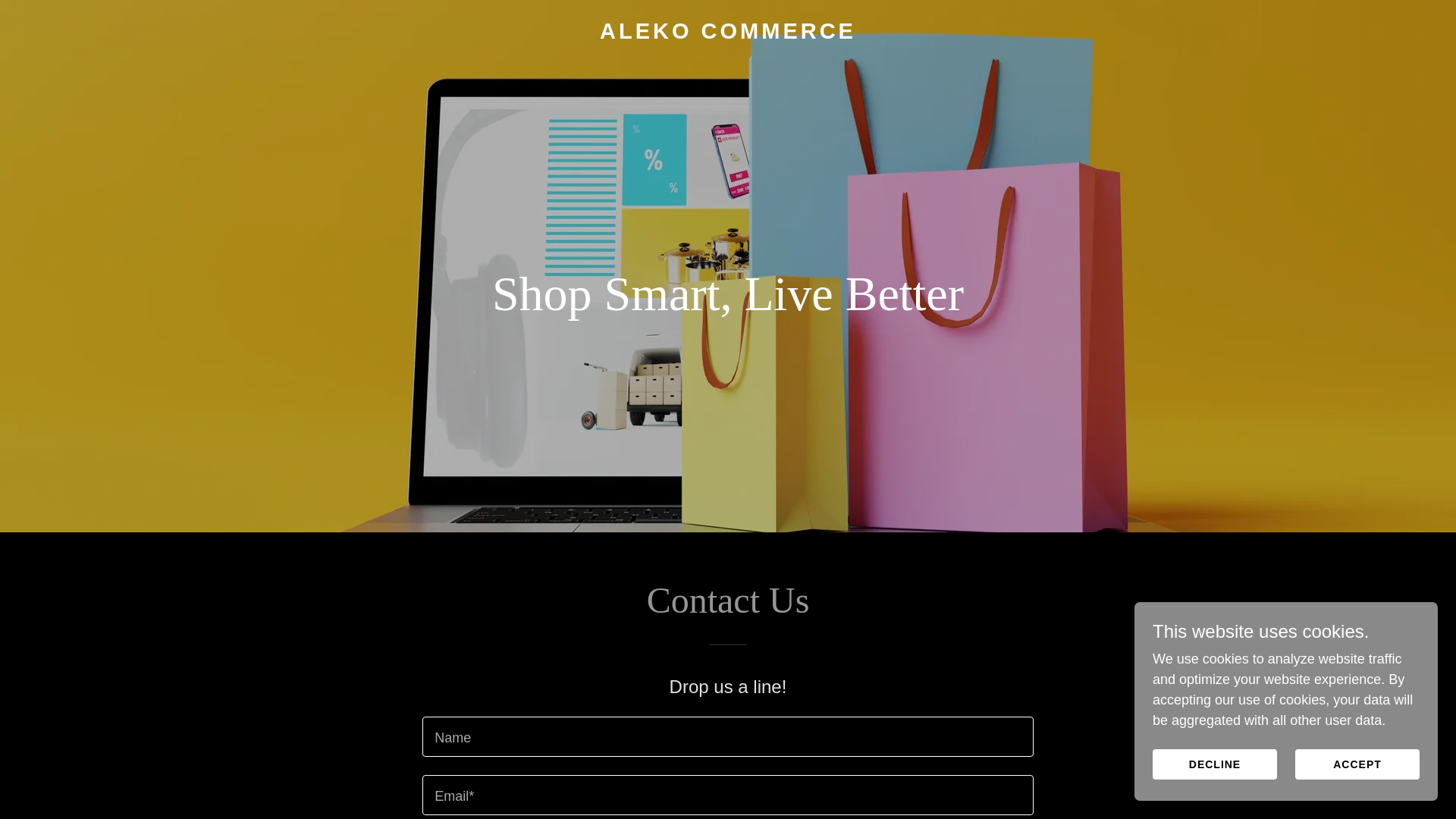 website screenshot of https://alekocommerce.com/