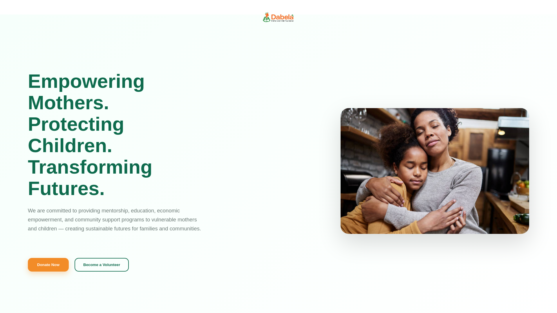 website screenshot of https://dabelafoundation.org/