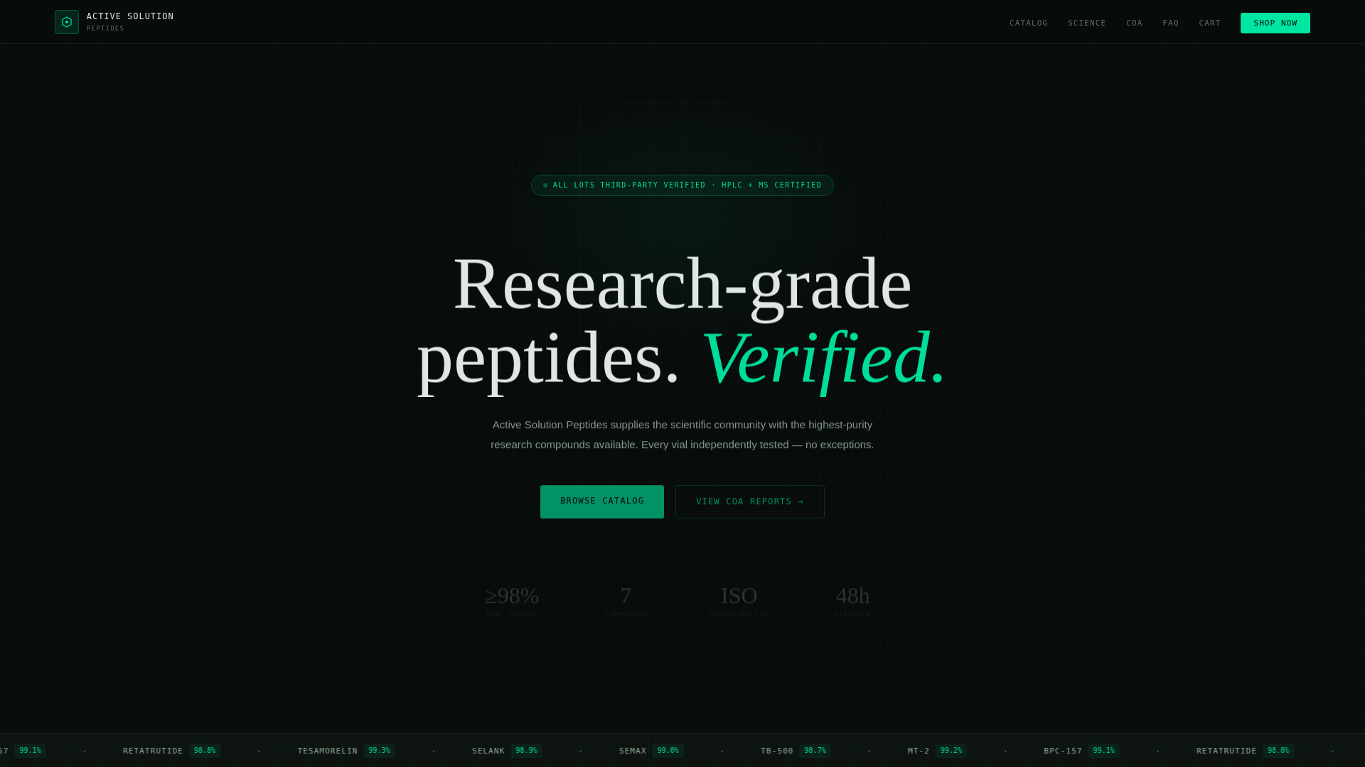 website screenshot of https://activesolutionpeptides.com/