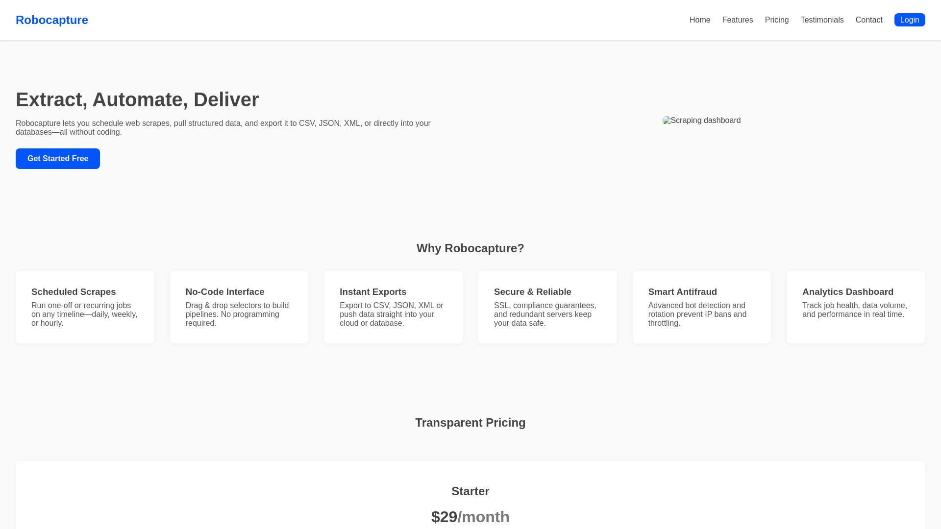 website screenshot of https://robocapture-com.pages.dev/