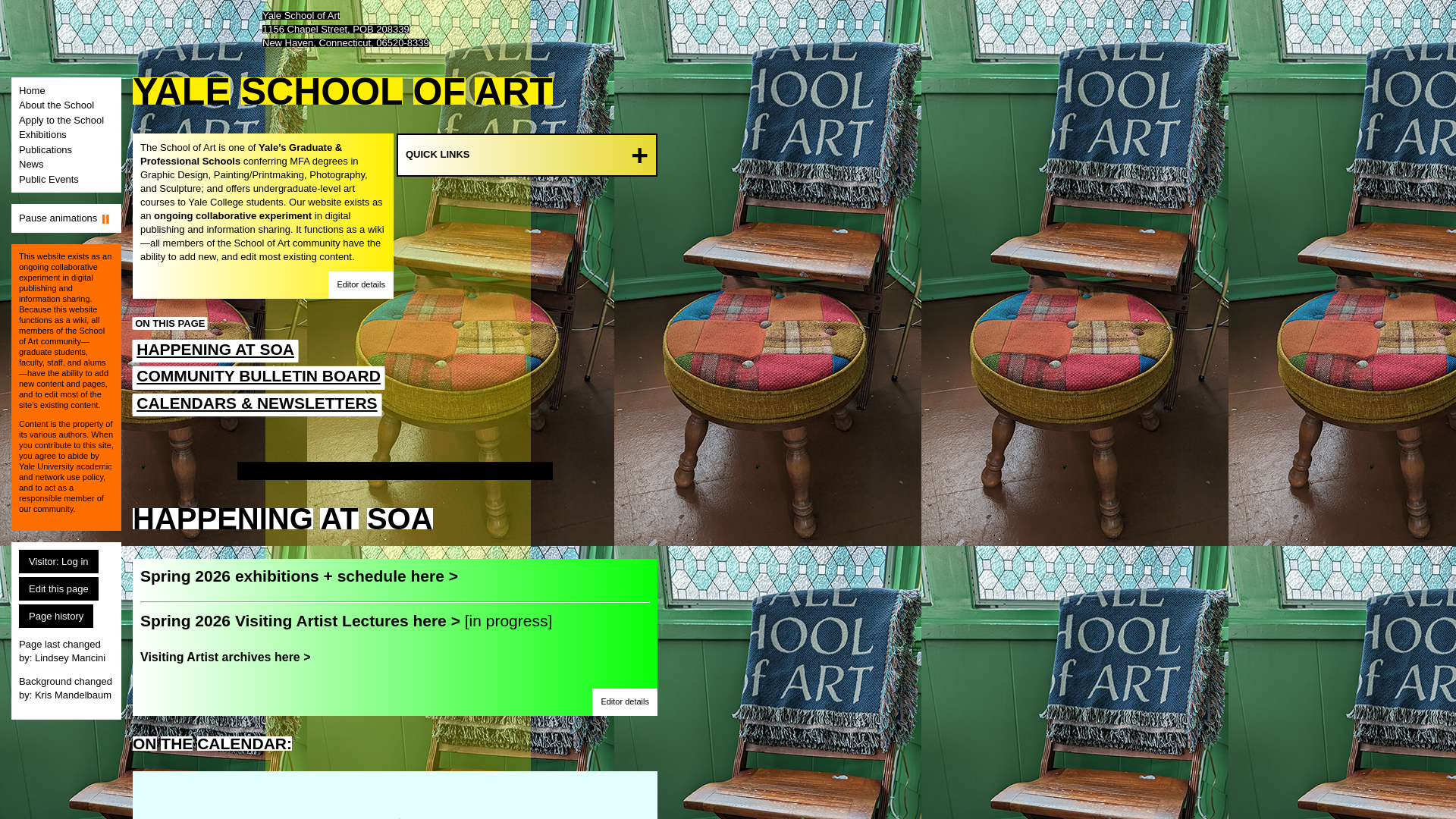 website screenshot of https://www.art.yale.edu/