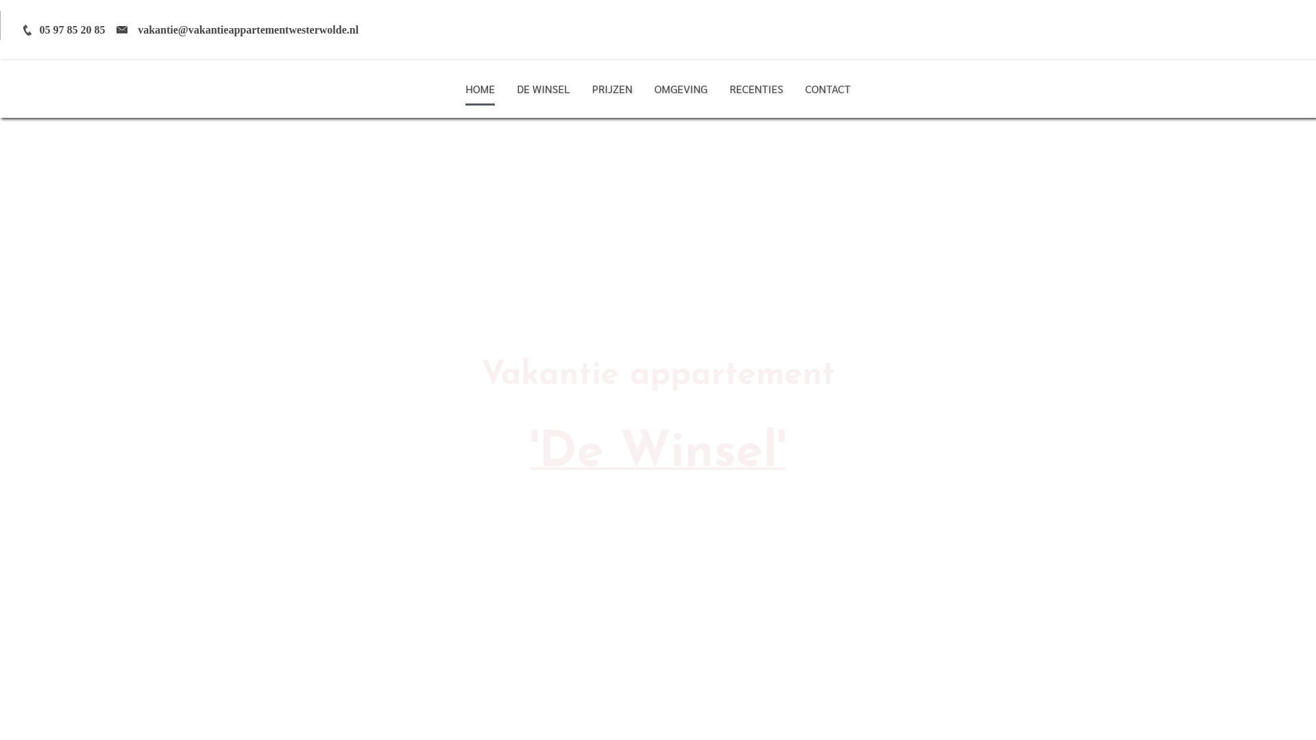 website screenshot of https://vakantieappartementwesterwolde.nl/