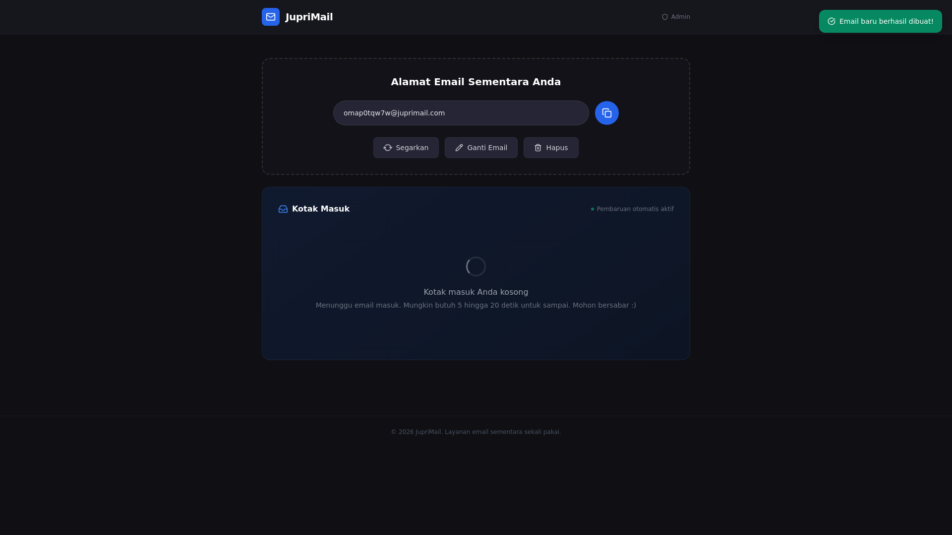 website screenshot of https://juprimail.com/