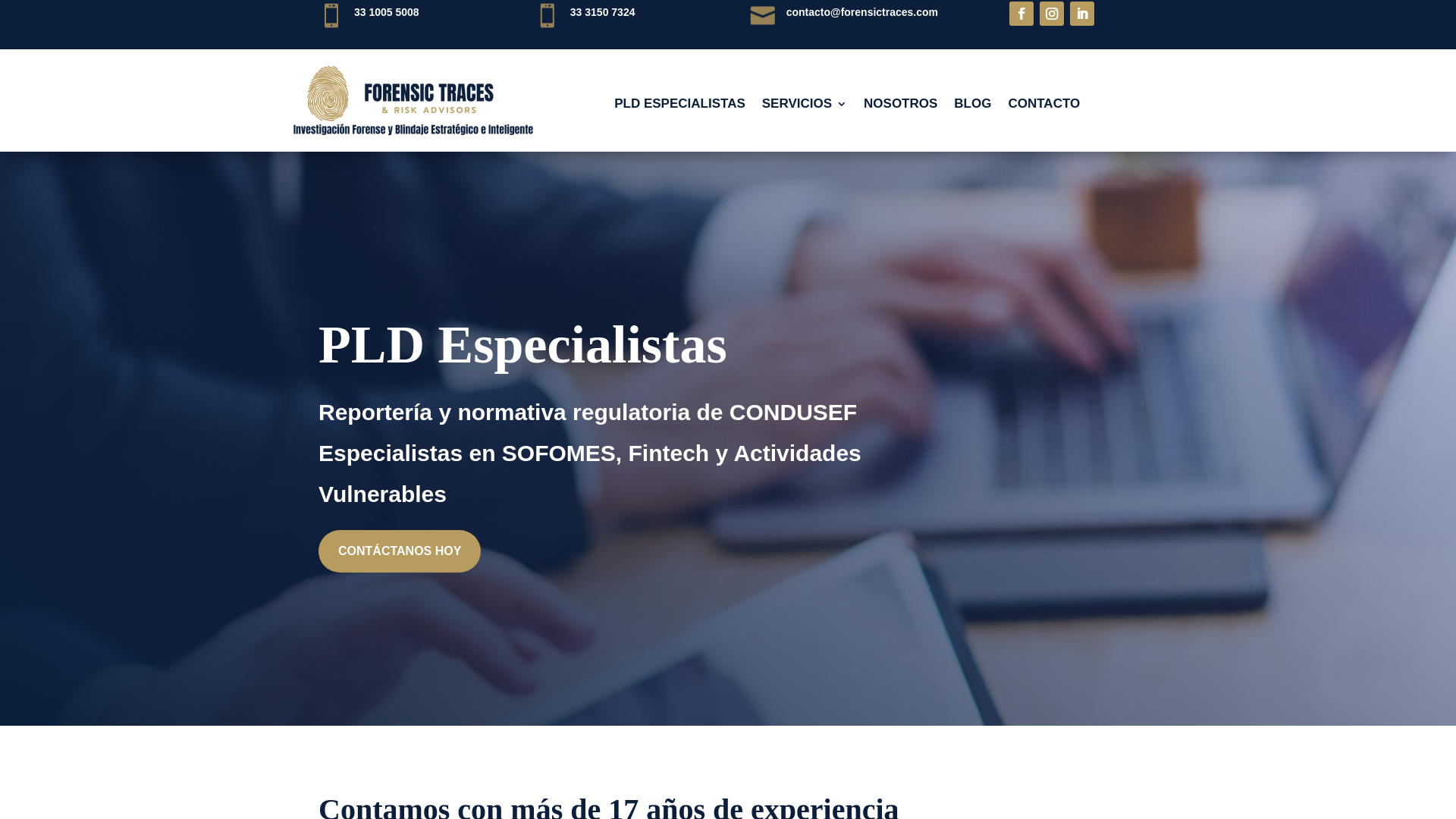 website screenshot of https://forensictraces.com.mx