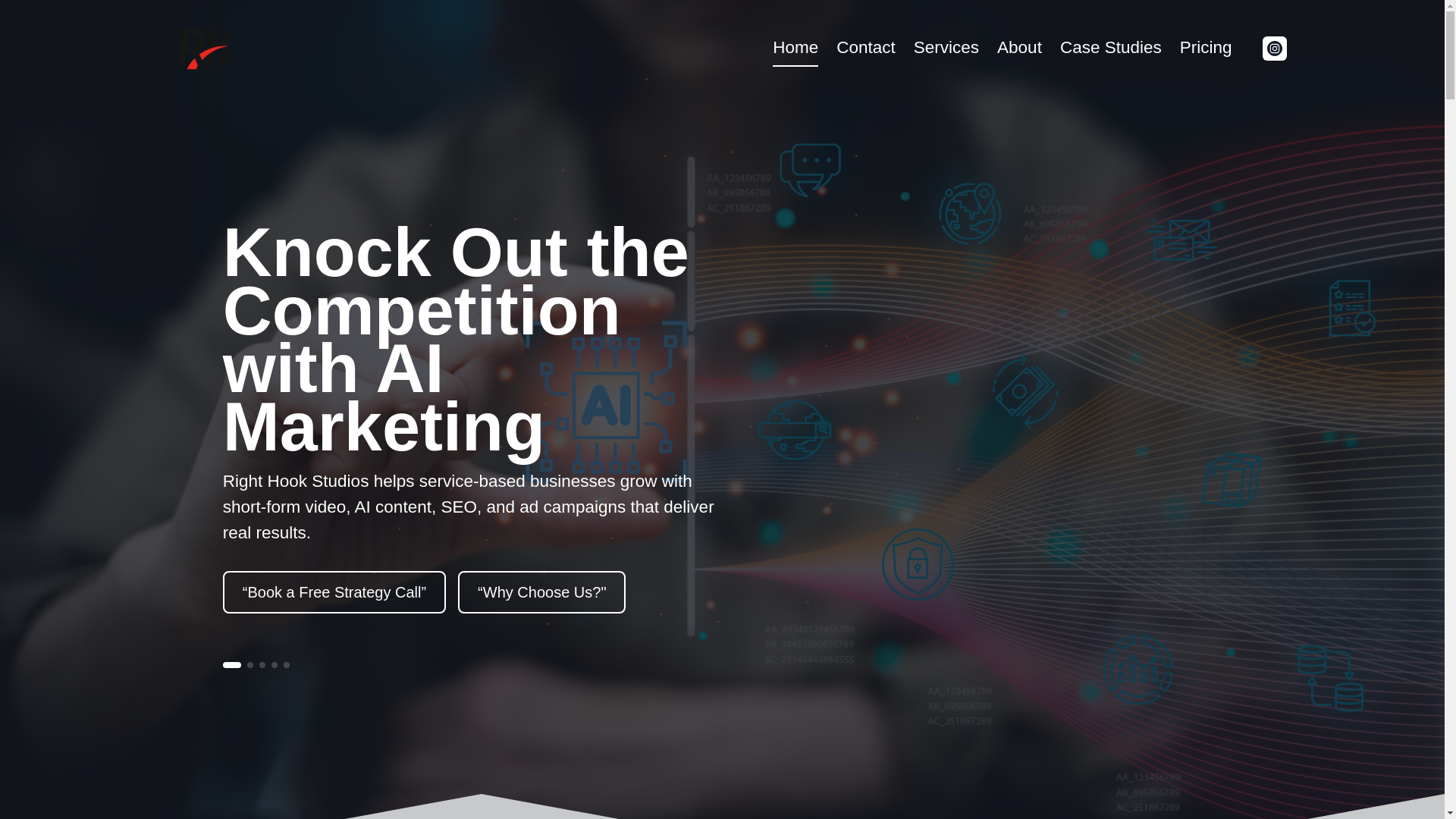 website screenshot of https://righthookstudios.com/
