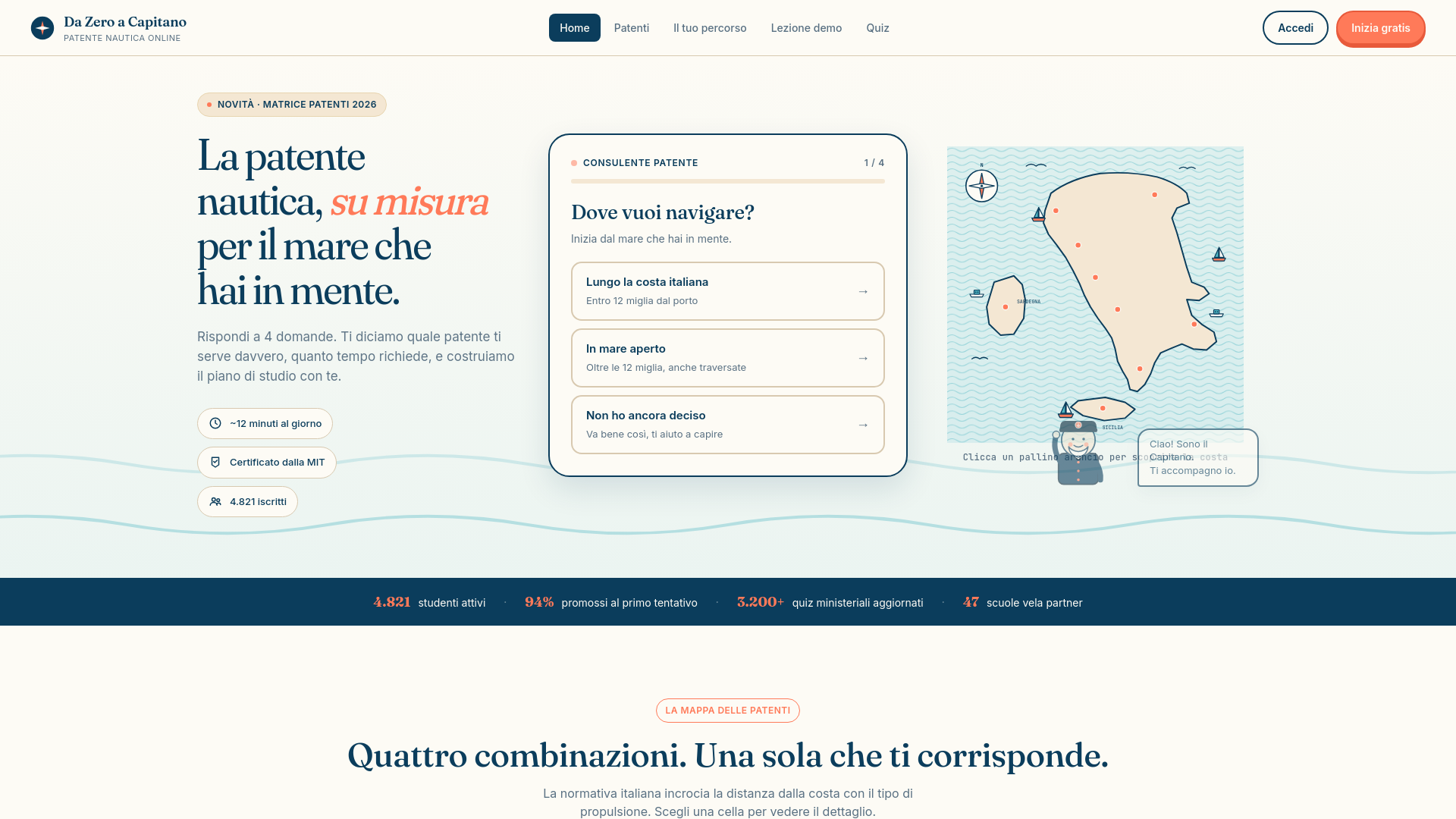 website screenshot of https://dazeroacapitano.it/