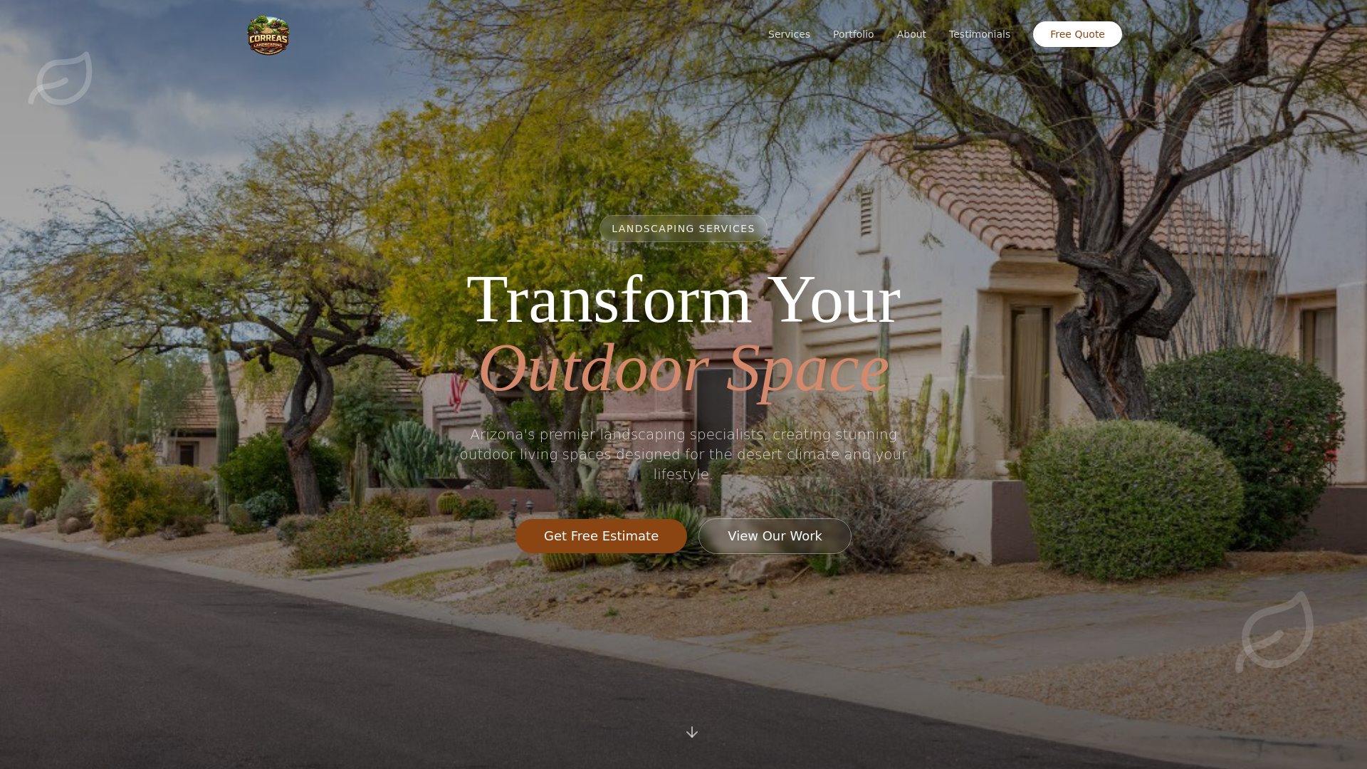 website screenshot of https://correaslandscapingaz.com/