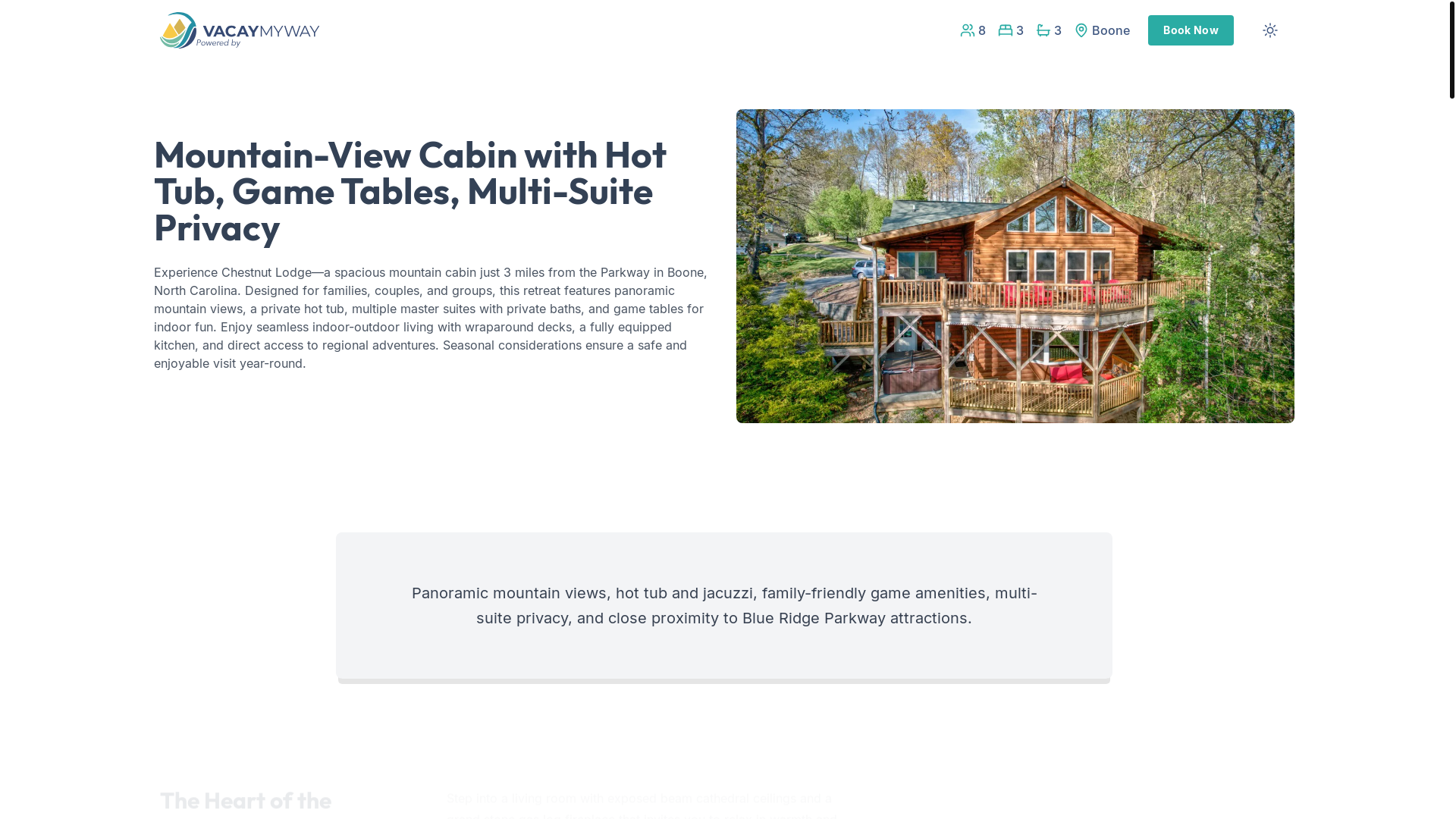 website screenshot of https://scenicblueridge.vacations/