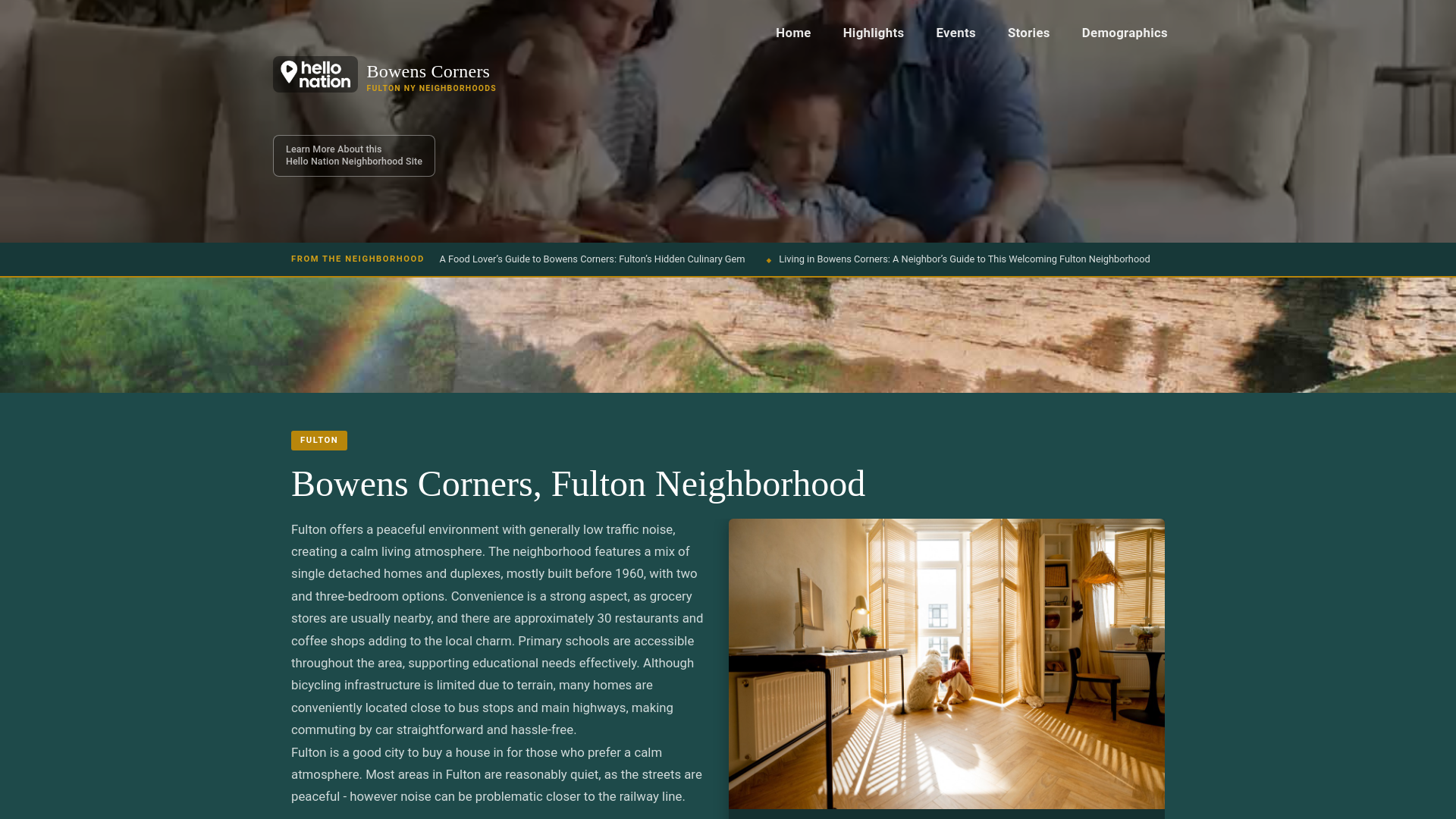 website screenshot of https://bowenscornersfultonneighborhood.org/