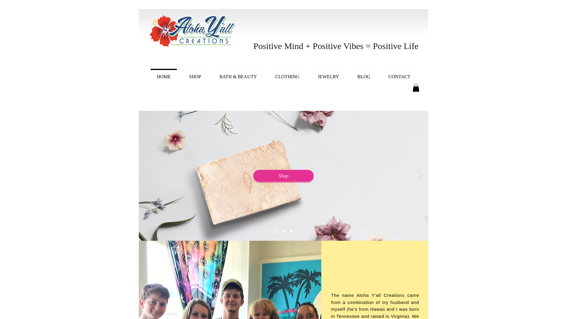 website screenshot of https://alohayallcreations.com/