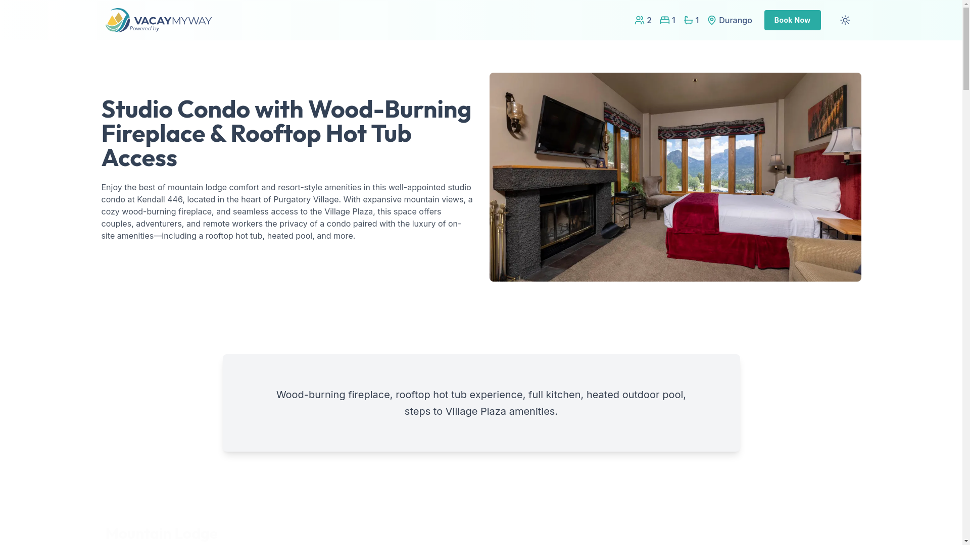 website screenshot of https://cozymountain.vacations/