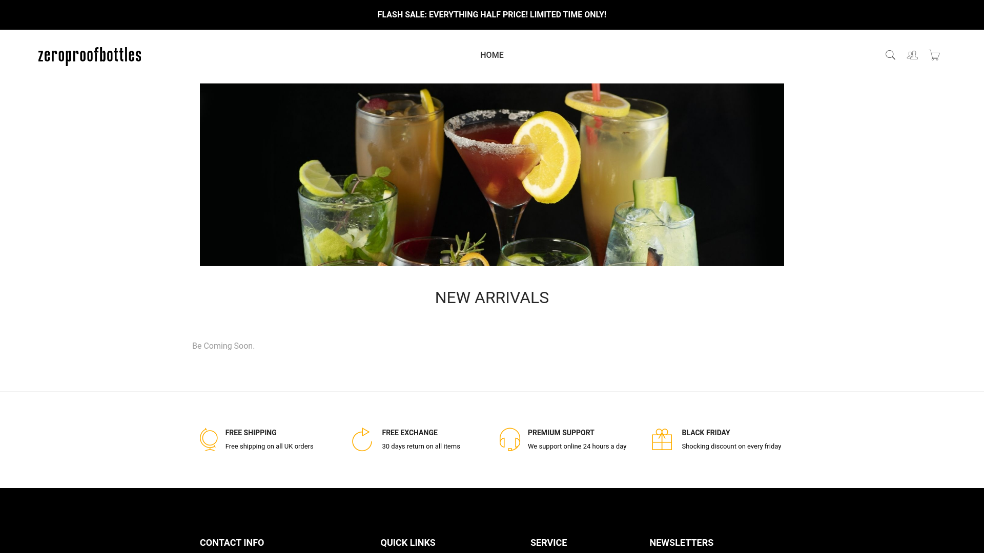 website screenshot of https://zeroproofbottles.com/
