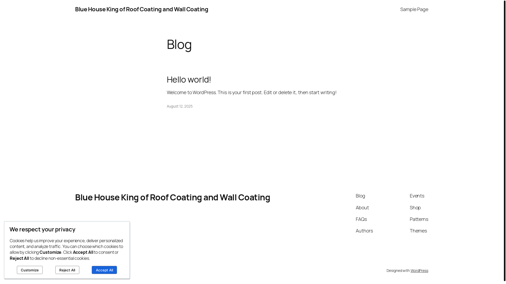 website screenshot of https://bluehousekingofroofcoatingandwallcoating.com/