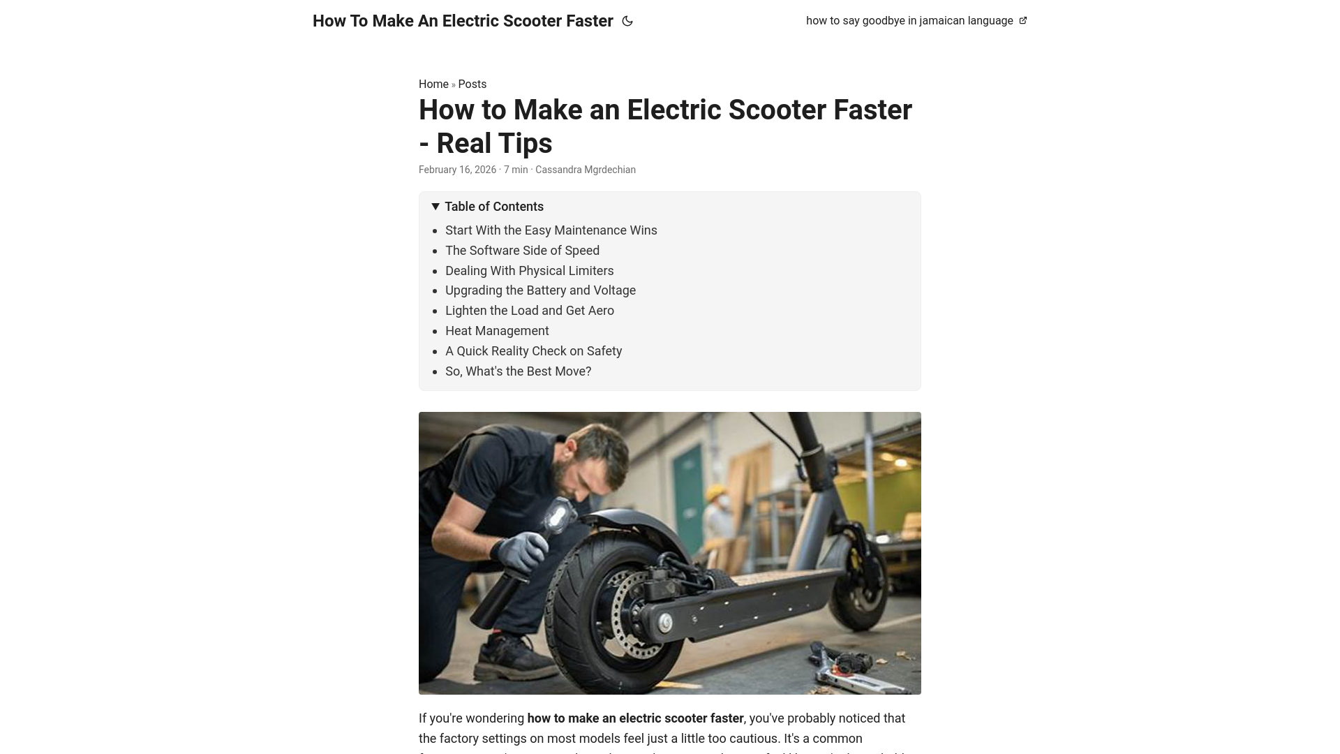 website screenshot of https://how-to-make-an-electric-scooter-faster.pages.dev/