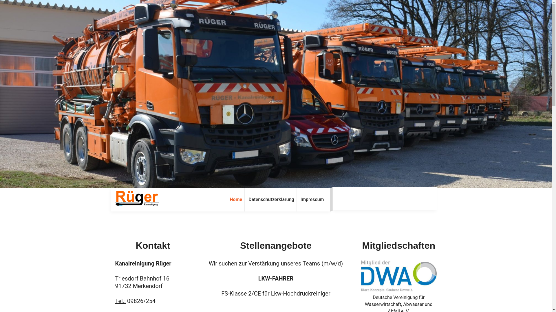 website screenshot of https://kanalreinigung-rueger.de/
