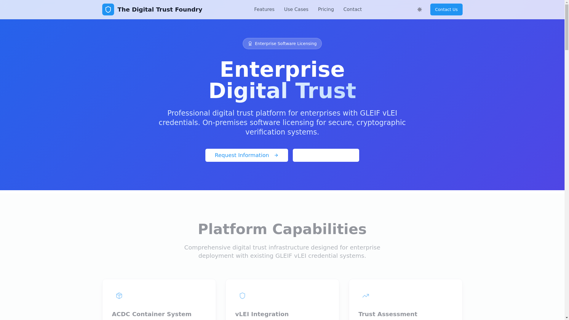 website screenshot of https://thedigitaltrustfoundry.com/