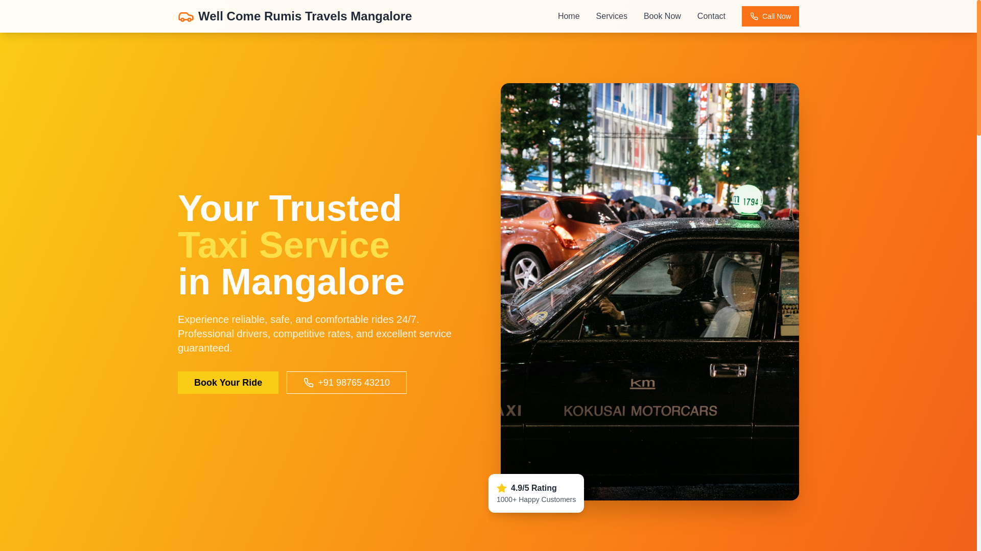 website screenshot of https://rumistaxi24manglore.com/