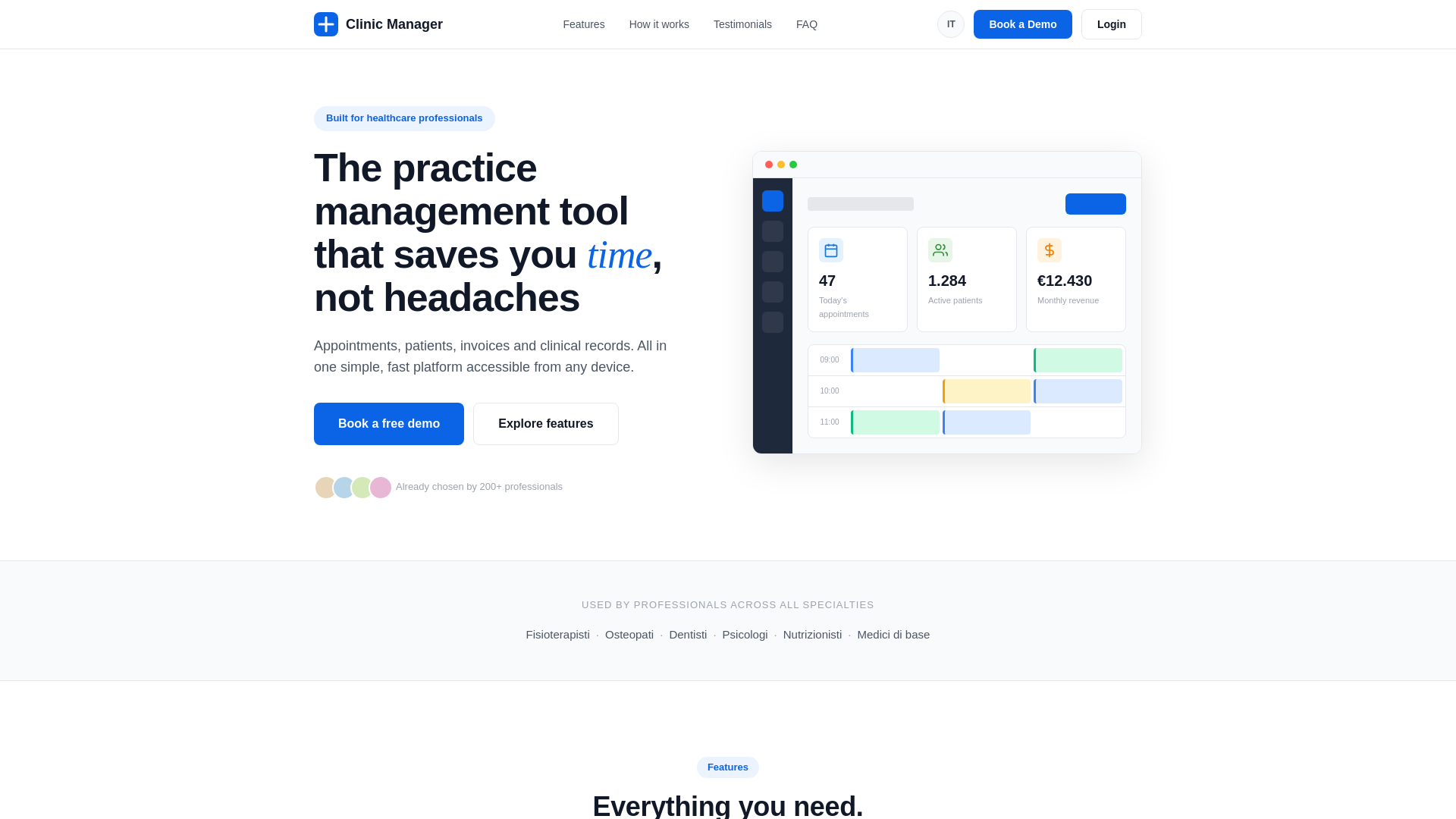 website screenshot of https://clinicmanager.ai/