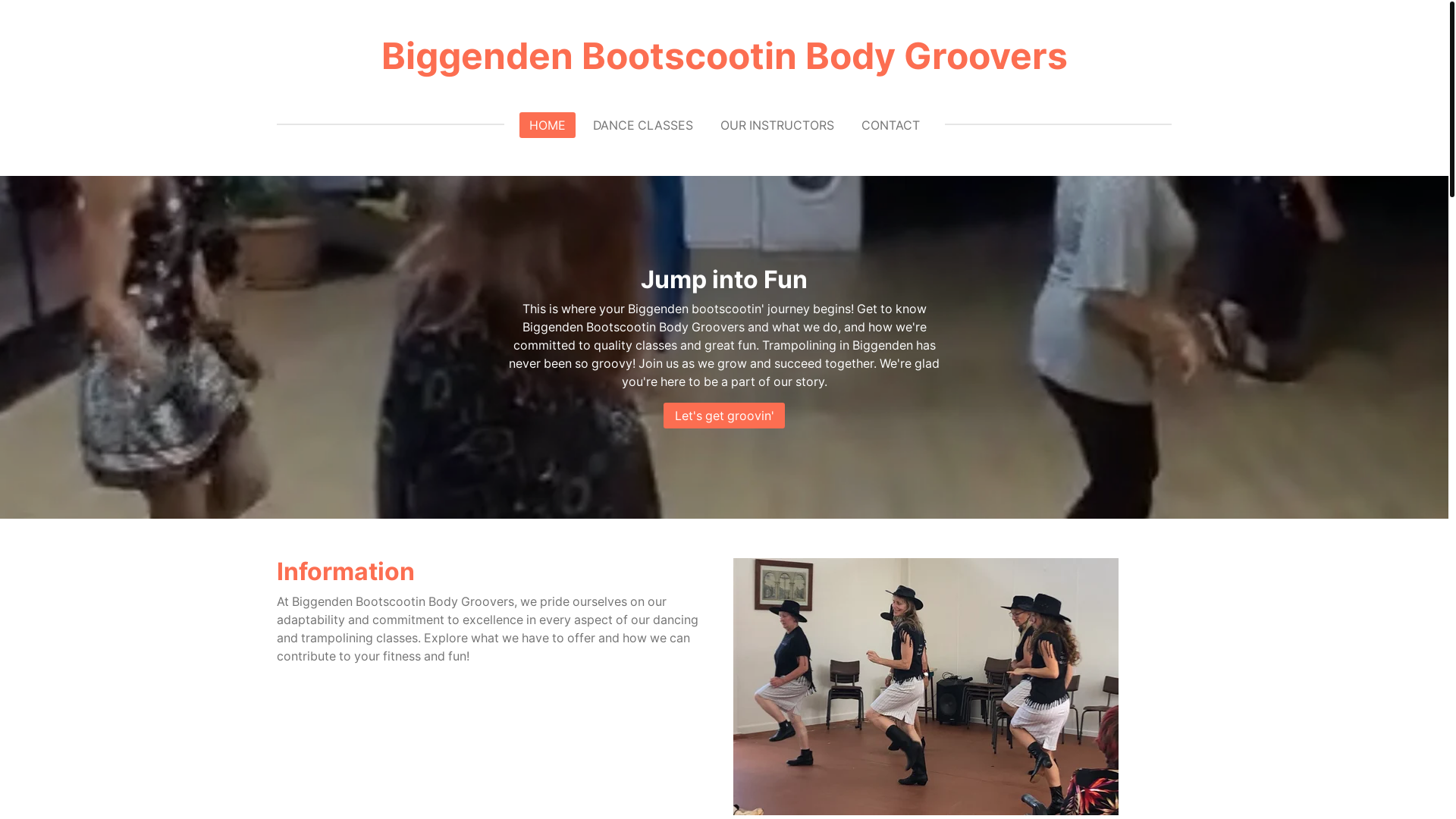 website screenshot of https://biggendenbootscootinbodygroovers.com/
