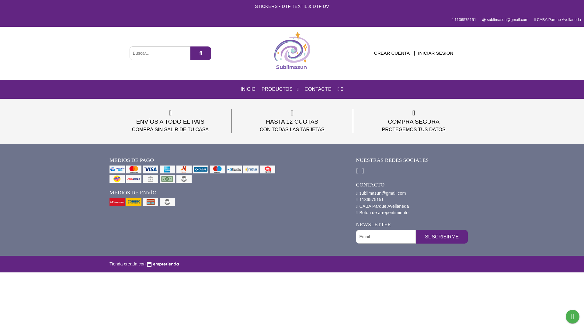 website screenshot of https://sublimasun.com.ar/