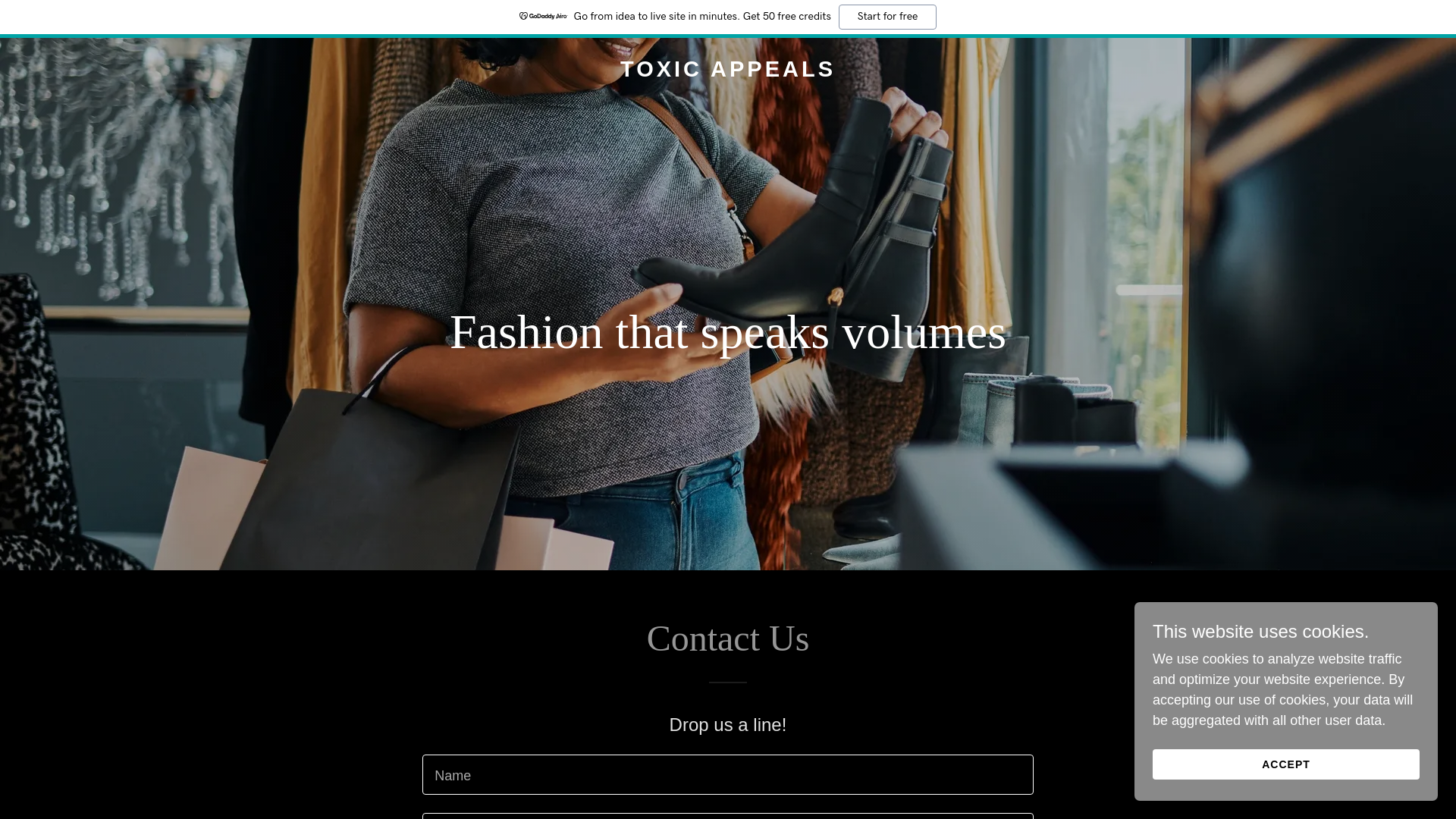 website screenshot of https://toxicappeals.shop/