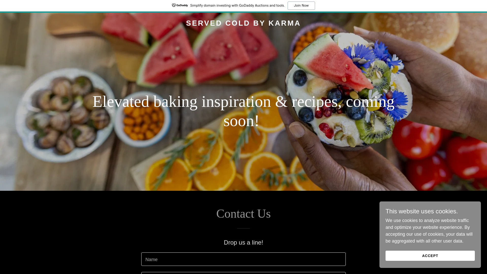 website screenshot of https://servedcoldbykarma.com/
