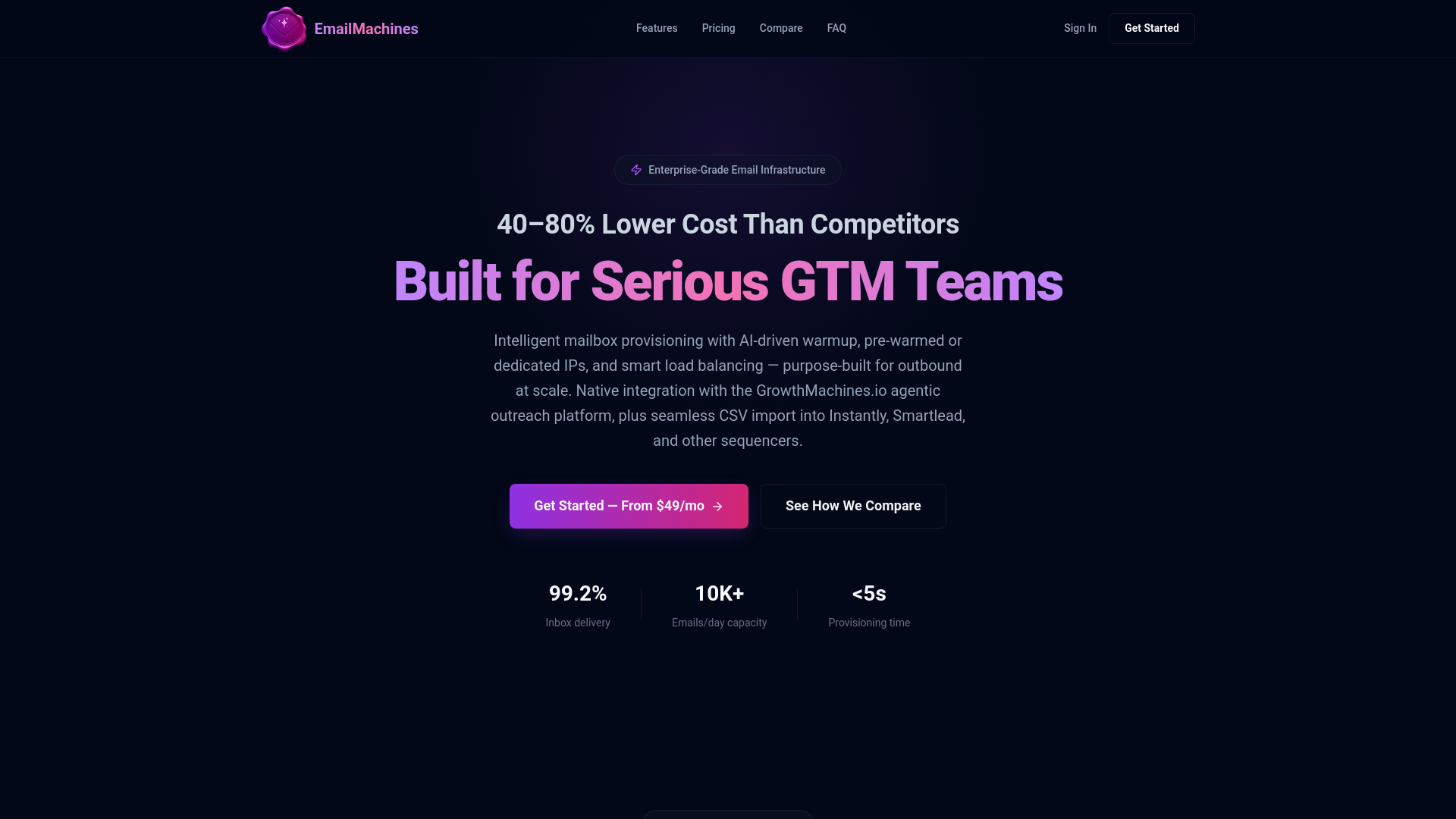 website screenshot of https://useemailmachines.com