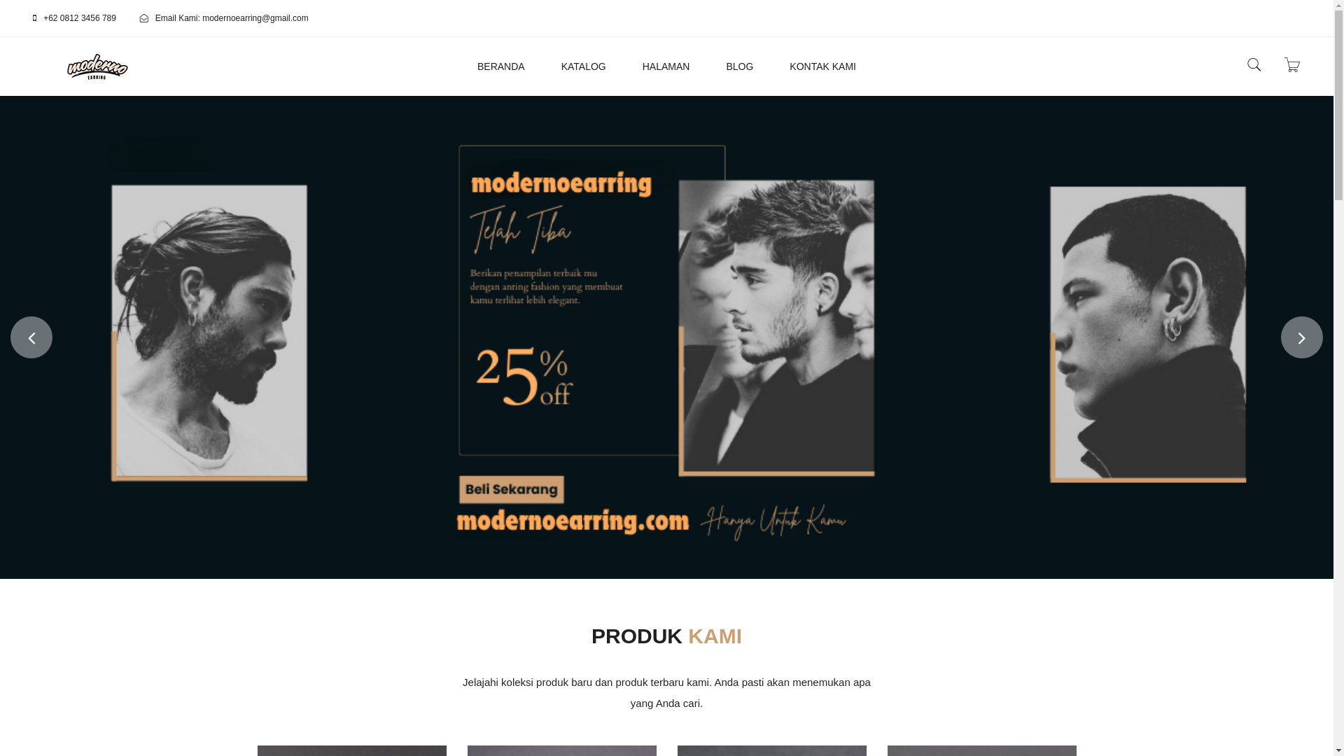 website screenshot of https://modernoearring.shop/
