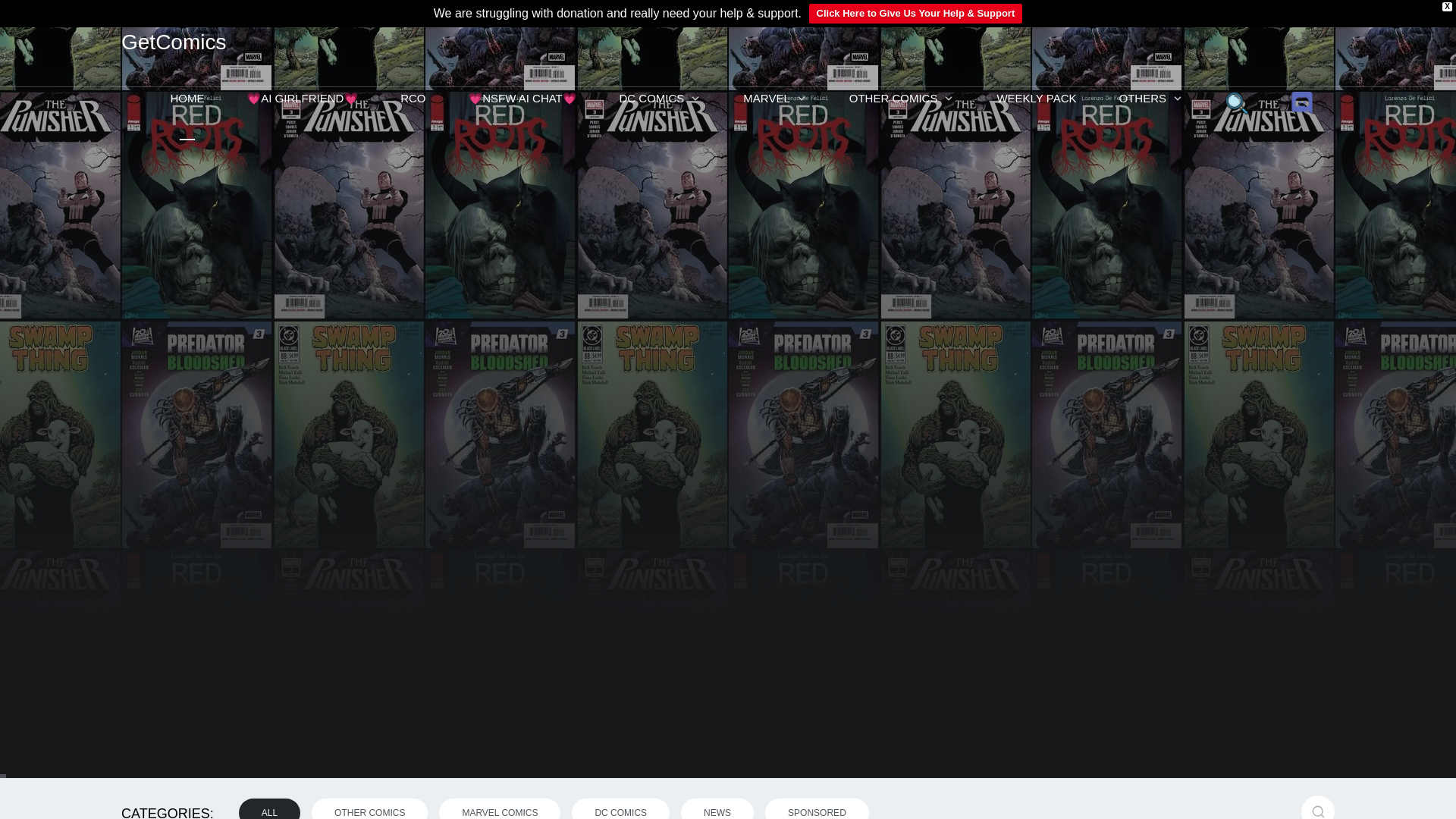 website screenshot of https://getcomics.info/