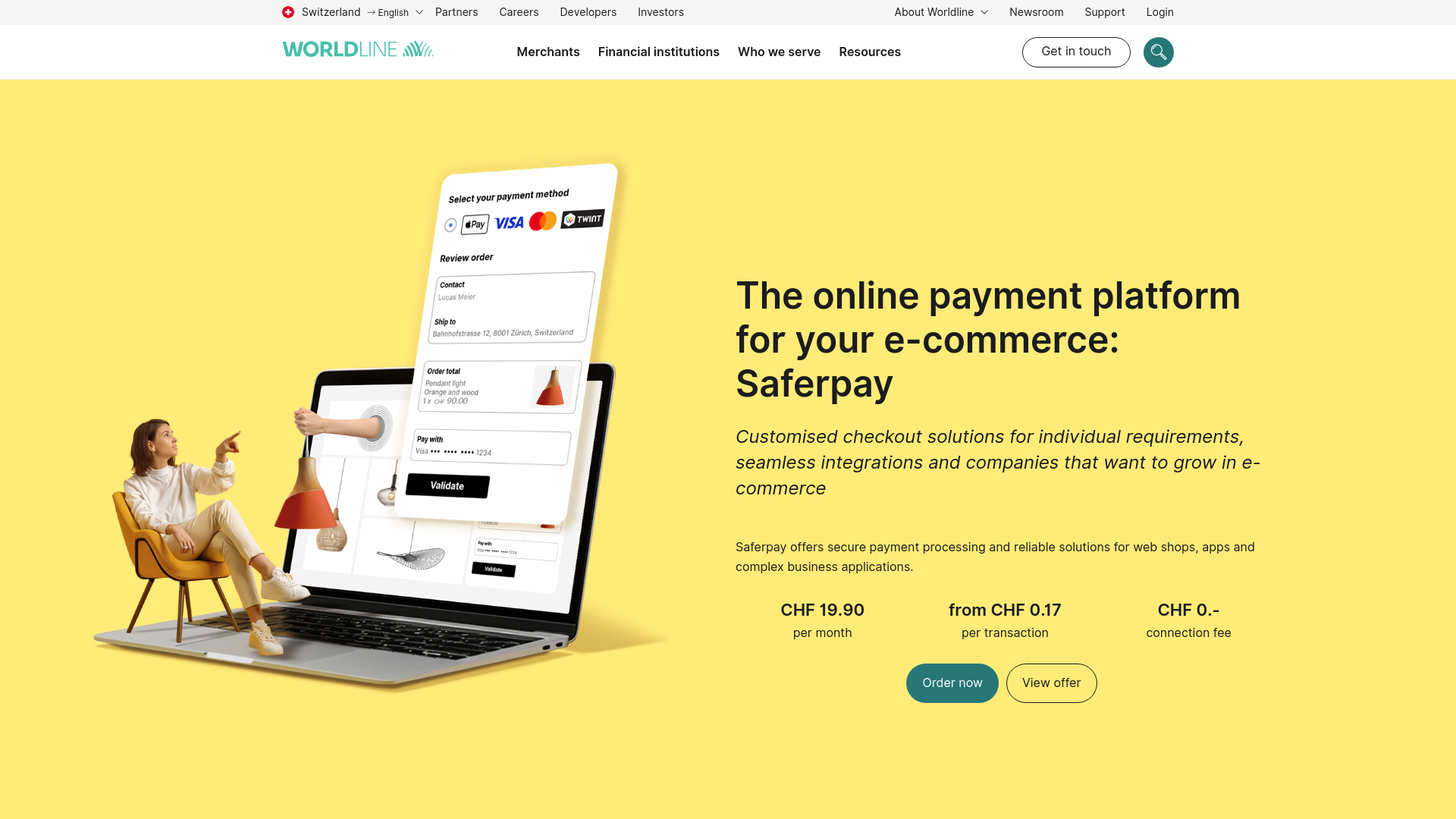 website screenshot of https://saferpay.com/