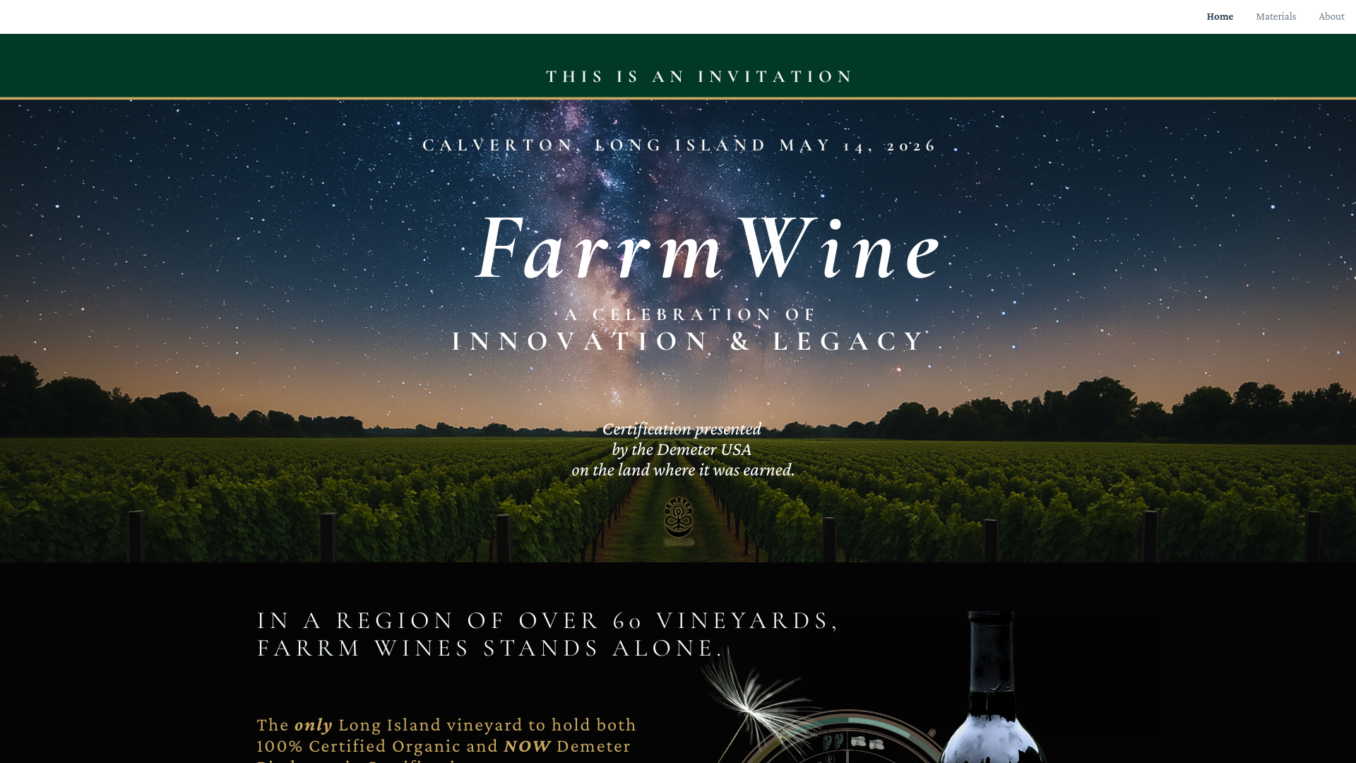 website screenshot of https://farrmwines.com/
