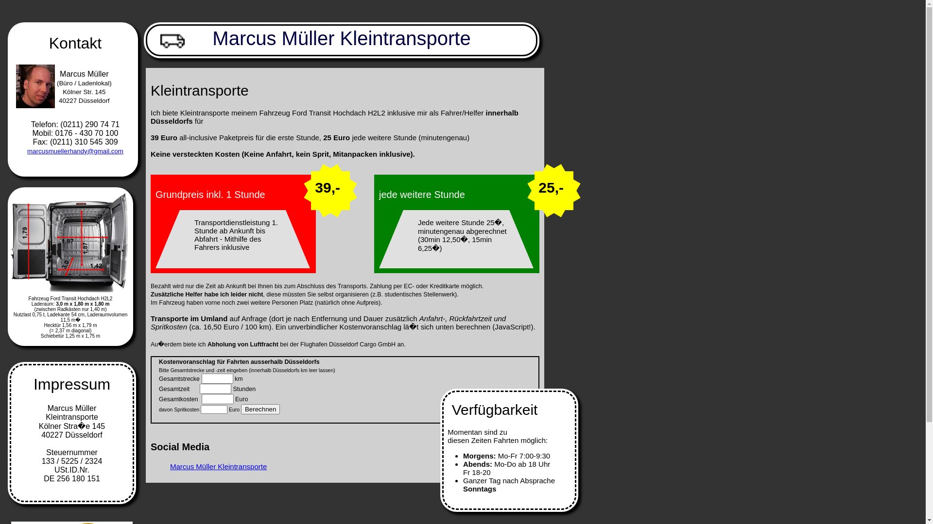 website screenshot of https://marcusmuellerkleintransporte.pages.dev/