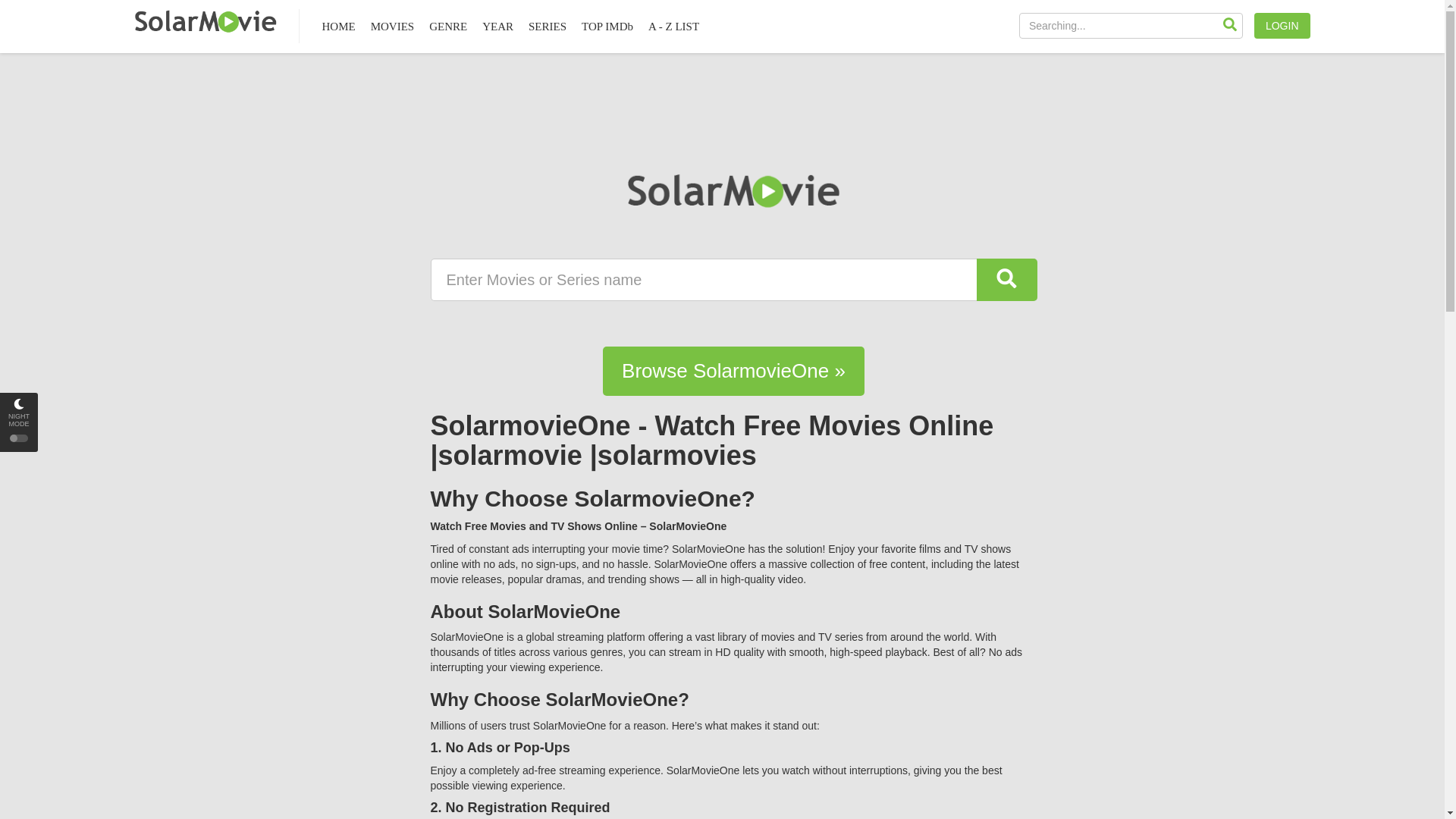 website screenshot of https://solarmovieone.cc/