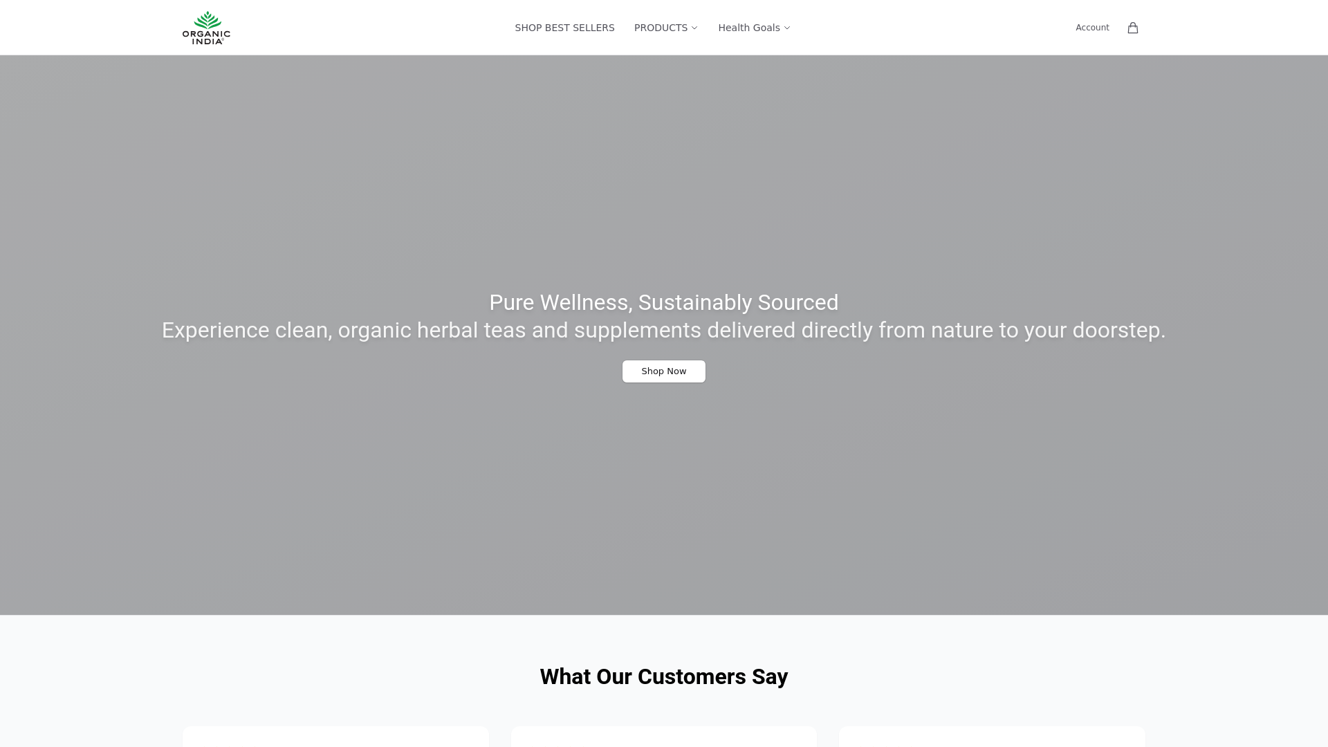 website screenshot of https://organicindiausawellness.shop