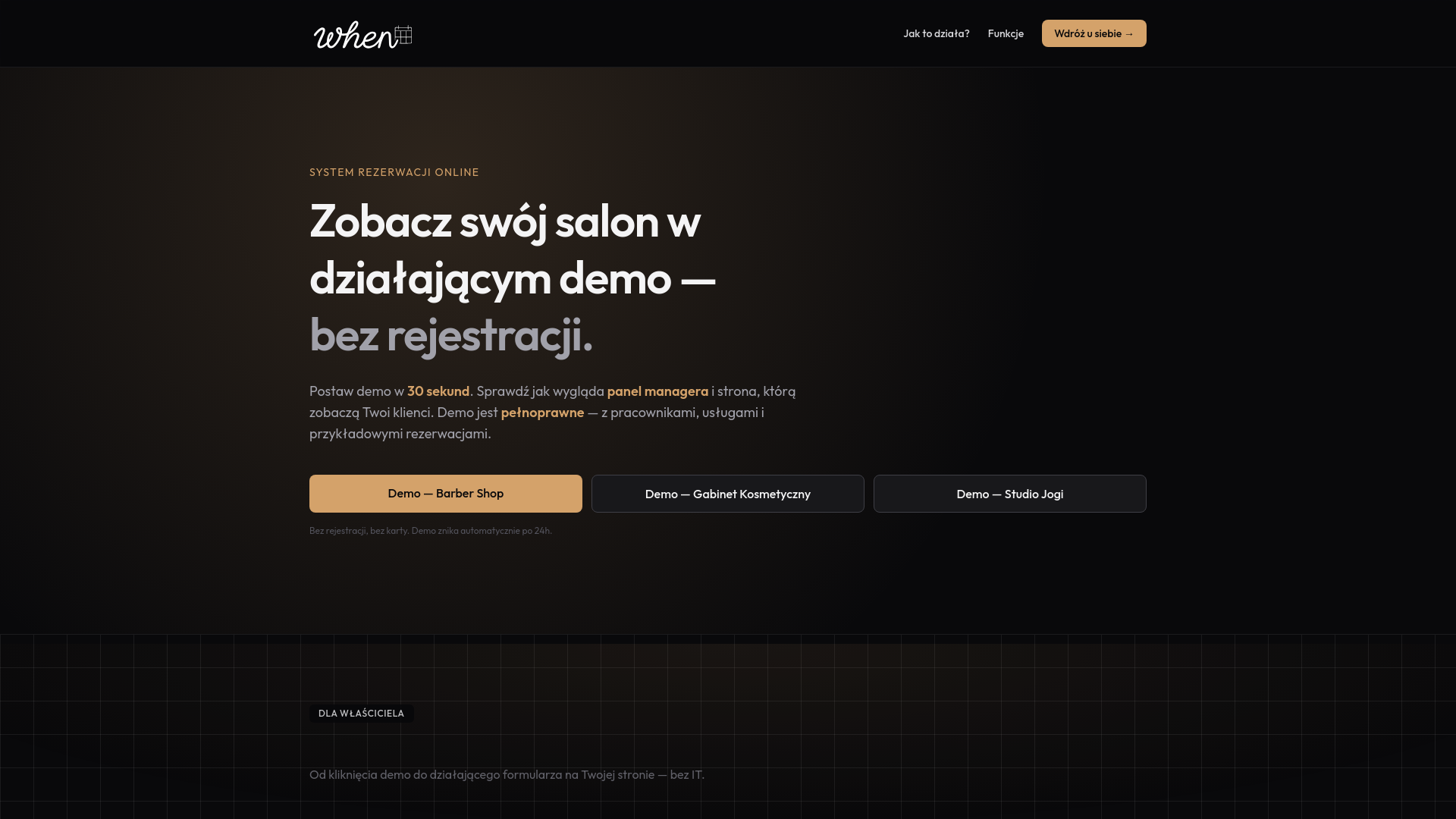 website screenshot of https://whenbooking.pl/