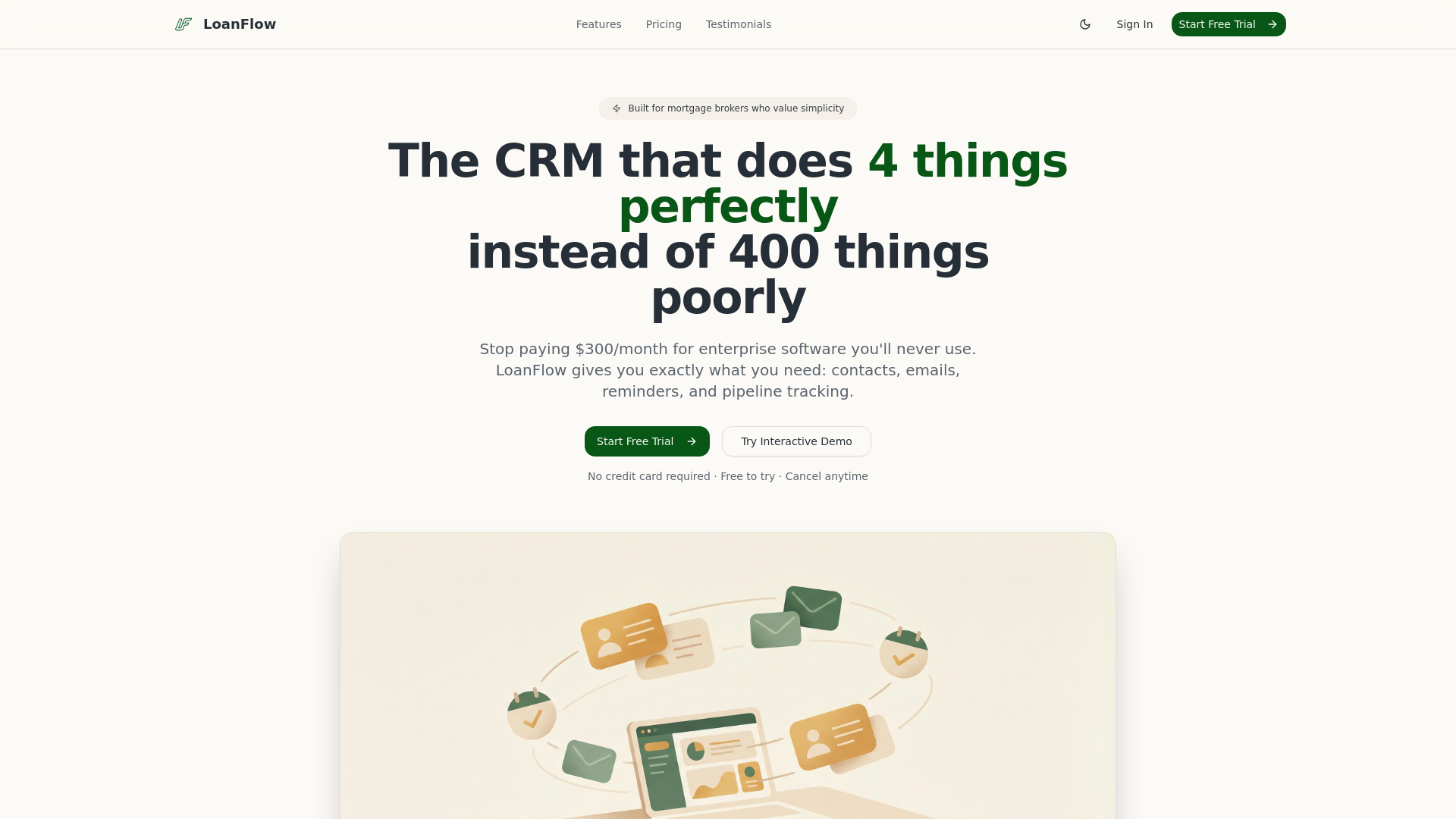 website screenshot of https://loanflowcrm.com/