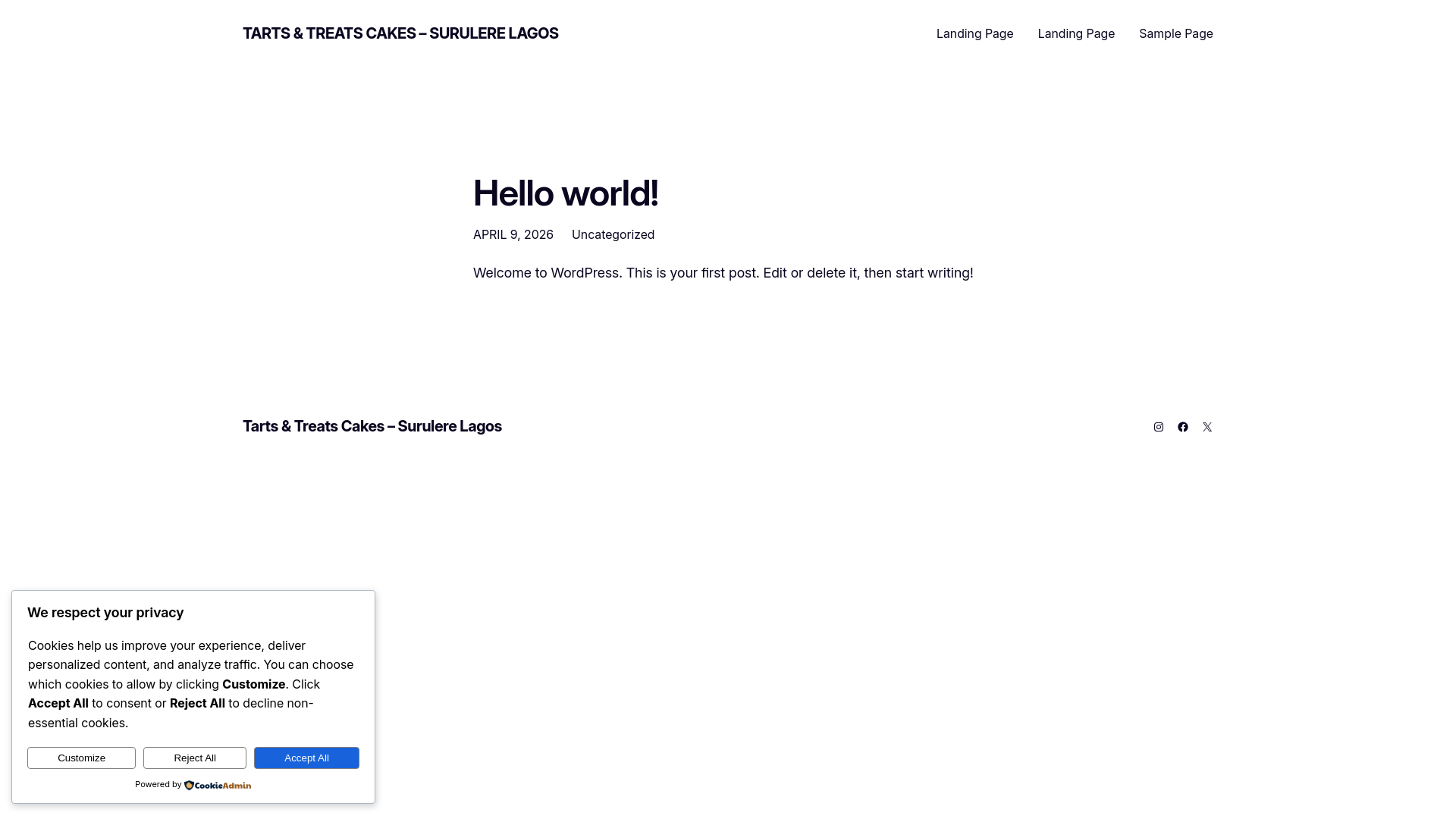 website screenshot of https://tartsandtreatsng.com/