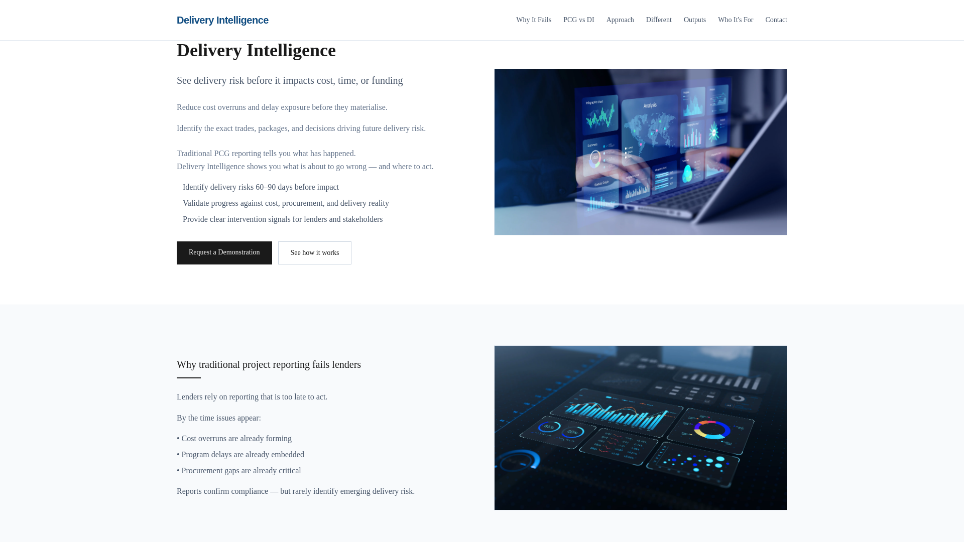 website screenshot of https://deliveryintelligence.app/