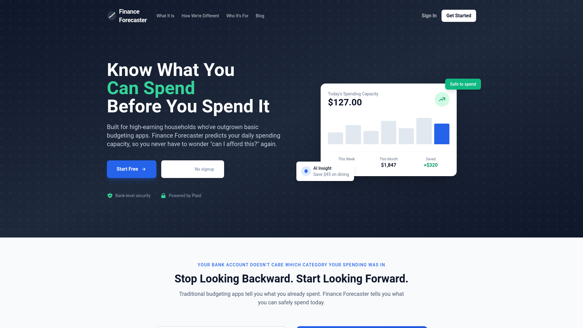 website screenshot of https://finance-forecaster.com/